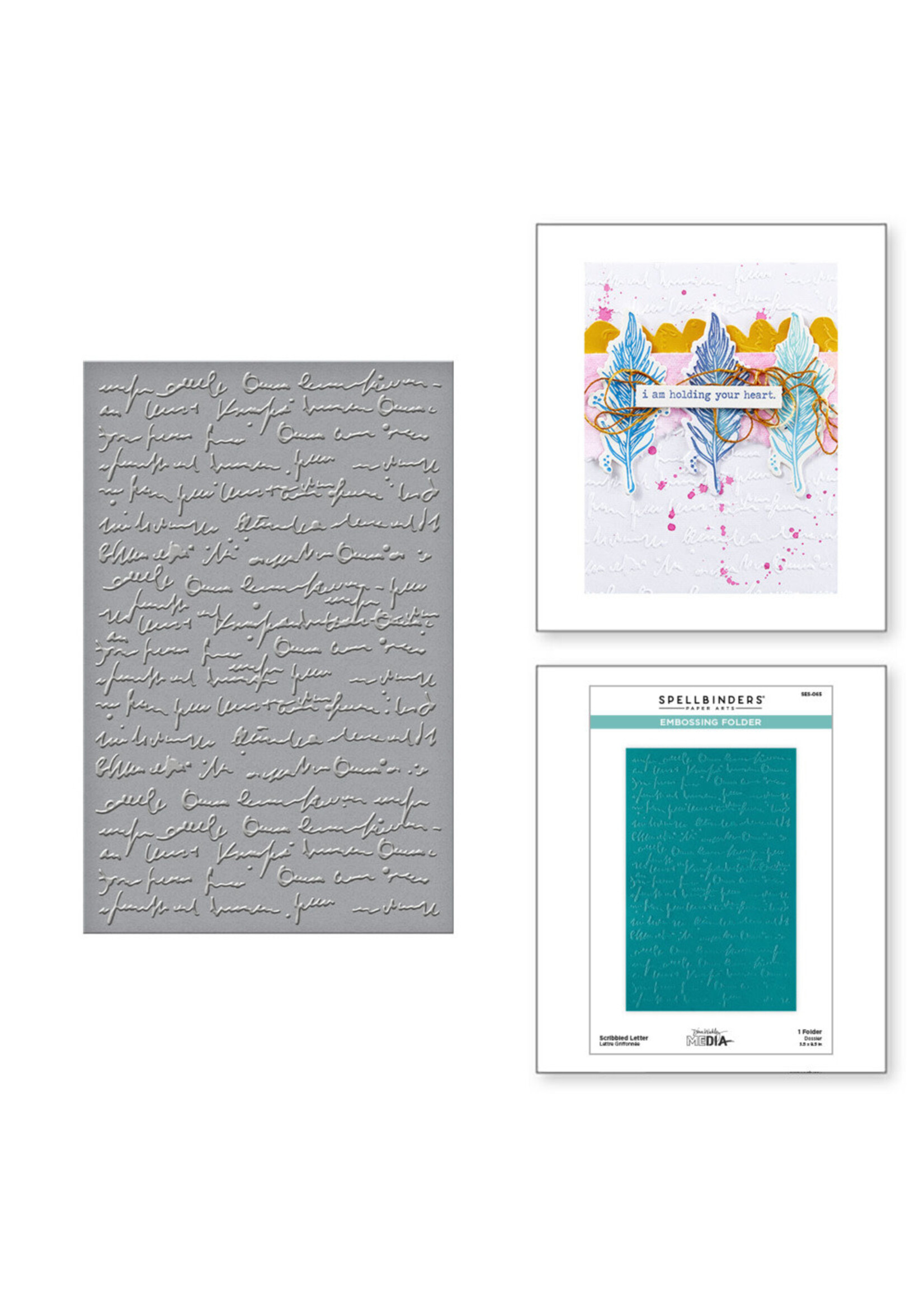 Spellbinders Dina Wakley Embossing Folder, Scribbled Letter