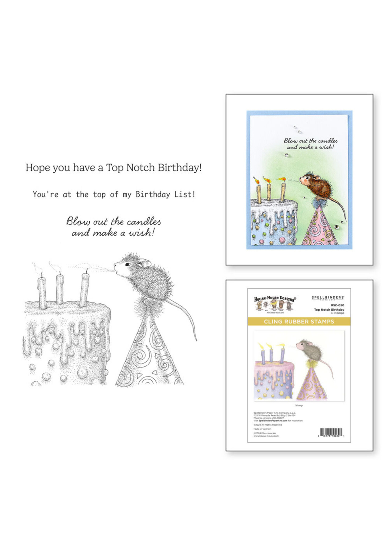Spellbinders Spellbinders House Mouse Cling Stamp, Top Notch Birthday