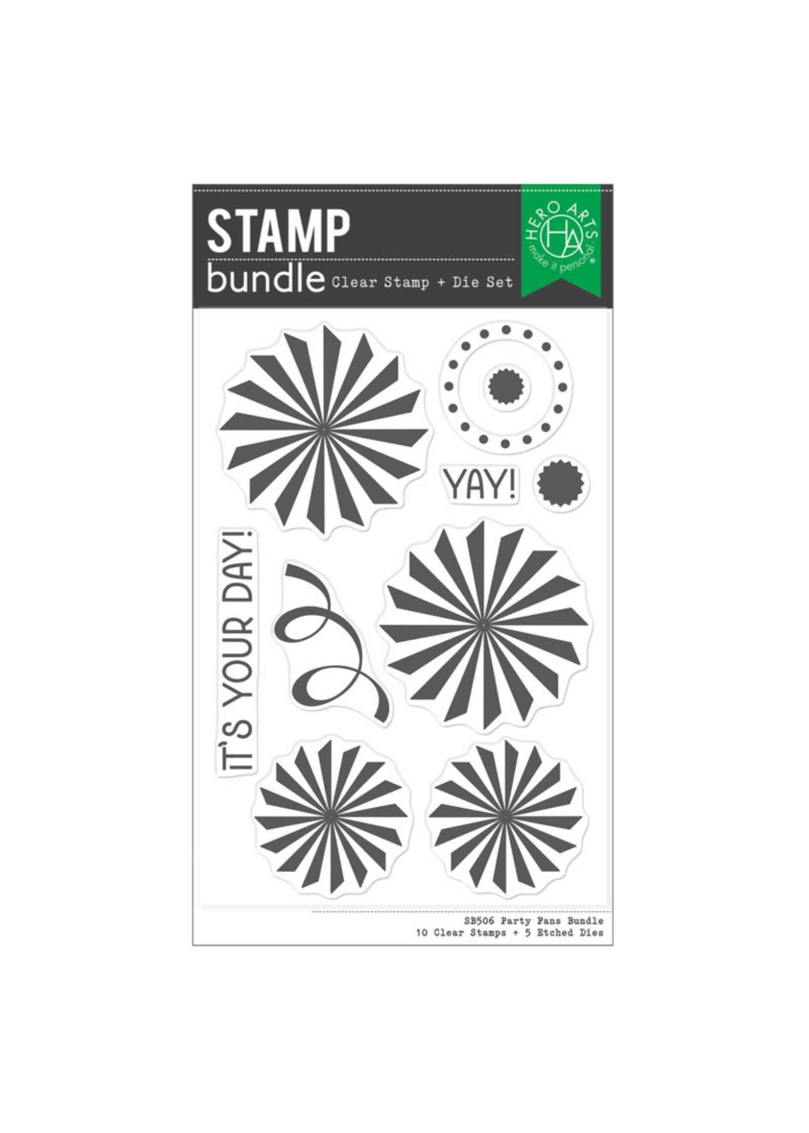 Hero  Arts Stamp & Die Bundle, Party Fans
