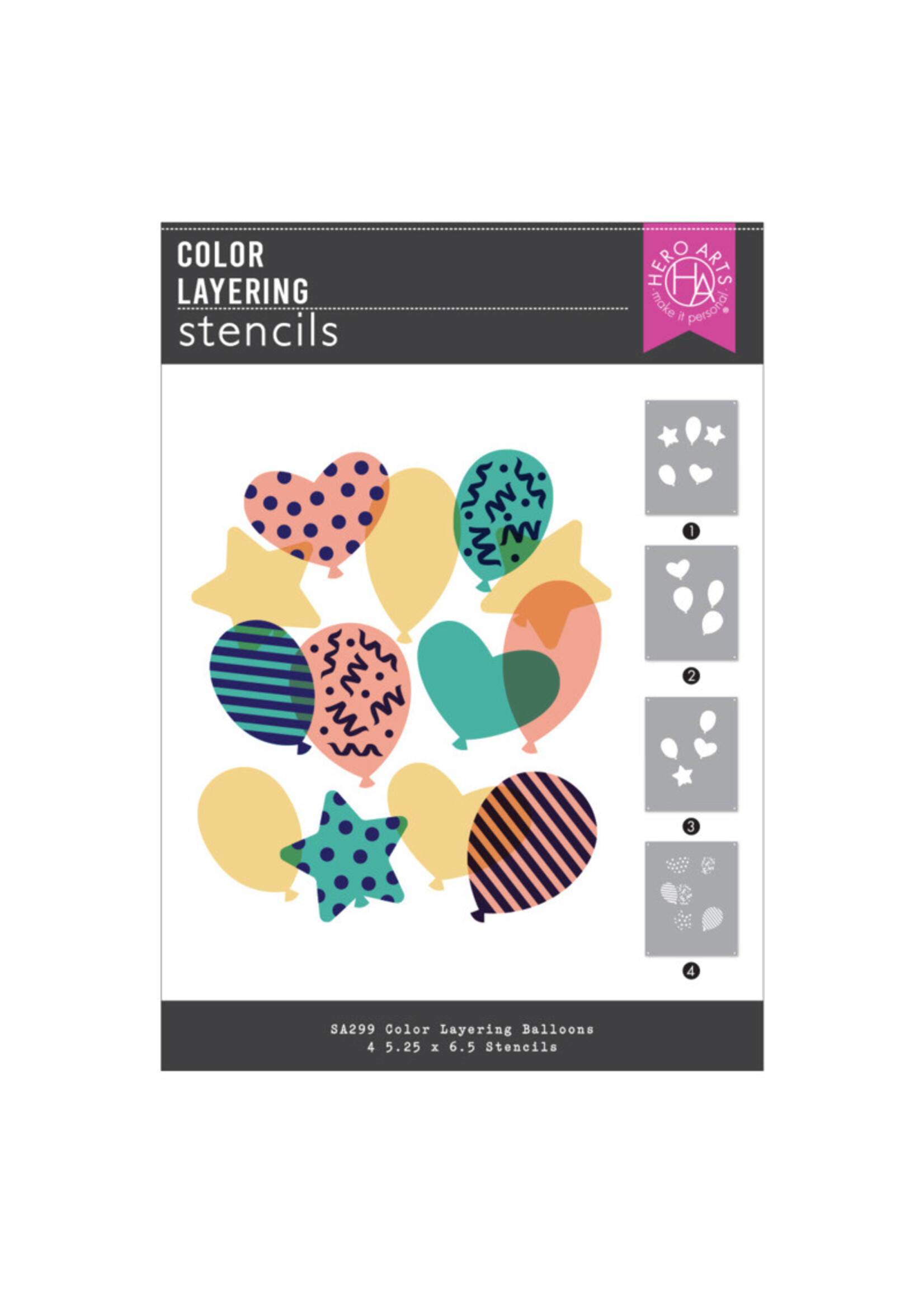 Hero  Arts Stamp/Stencil Bundle, Balloons