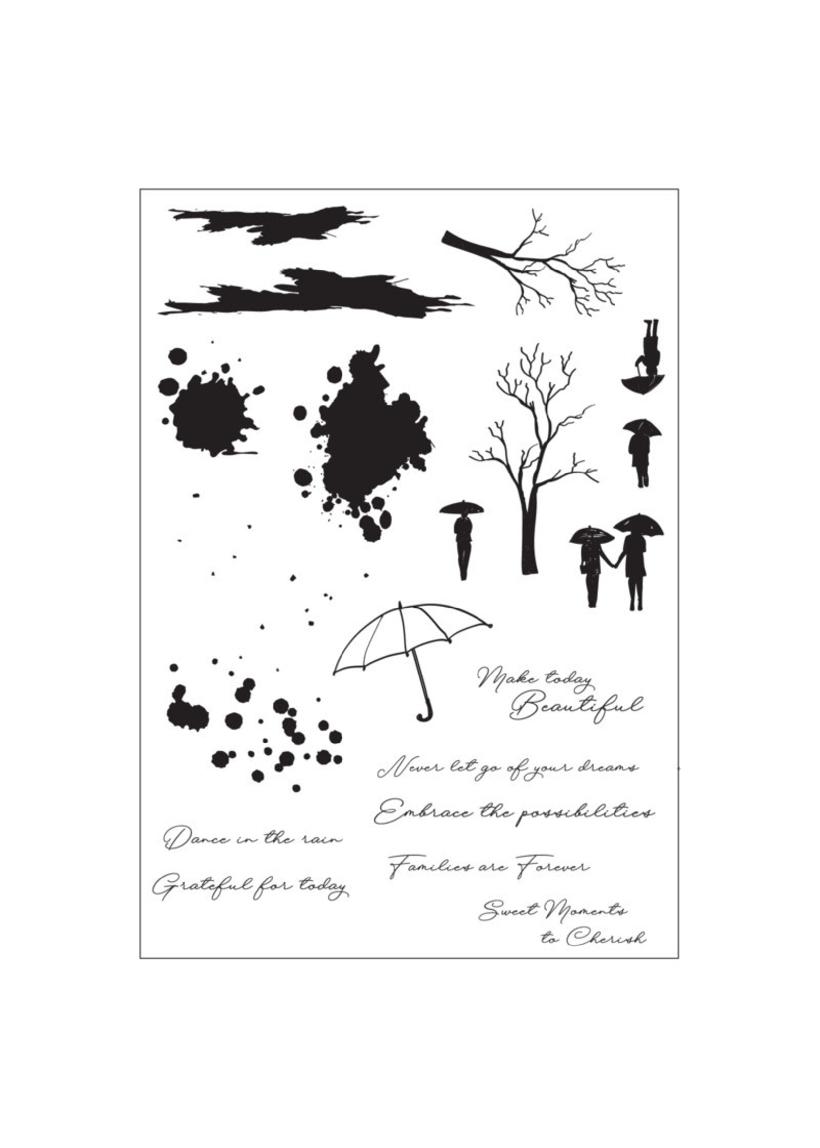 Sizzix Stamp w/Framelits Dies, Creative Co-ordinations - Rainy Day Feeling
