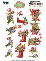 Amy Design 3D Push OUt, Tulip Dreams - Red Tulips