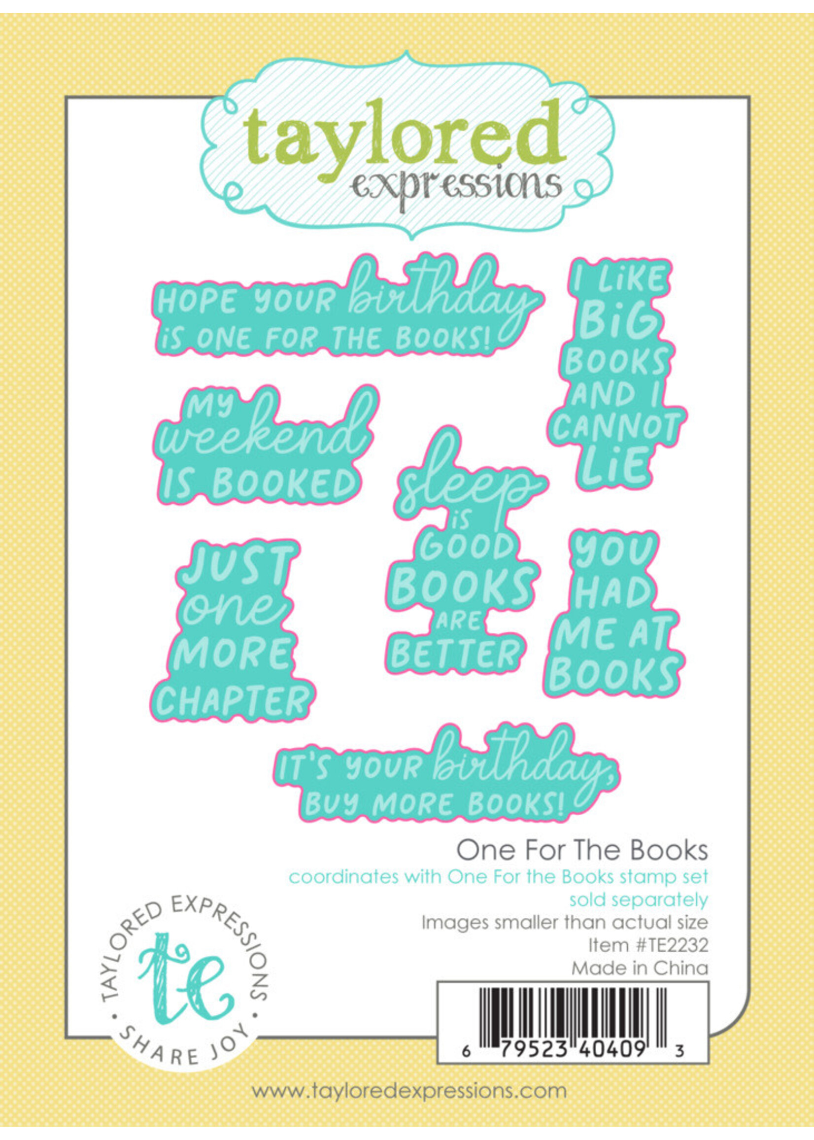 Taylored Expressions Bundle TE Stamp & Die, One for the Books