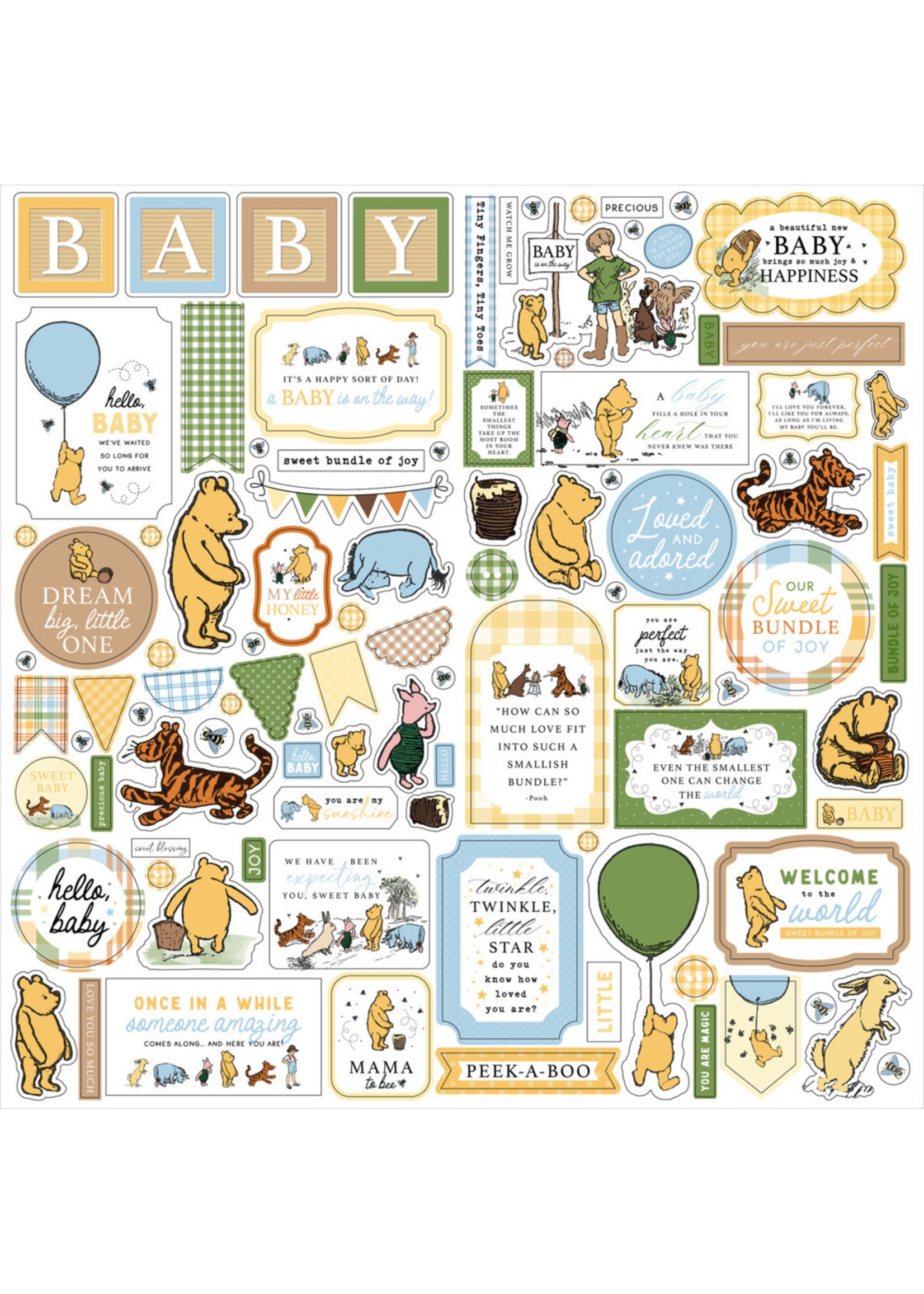 Echo Park 12x12 Element Sticker Sheet, Winnie the Pooh Baby