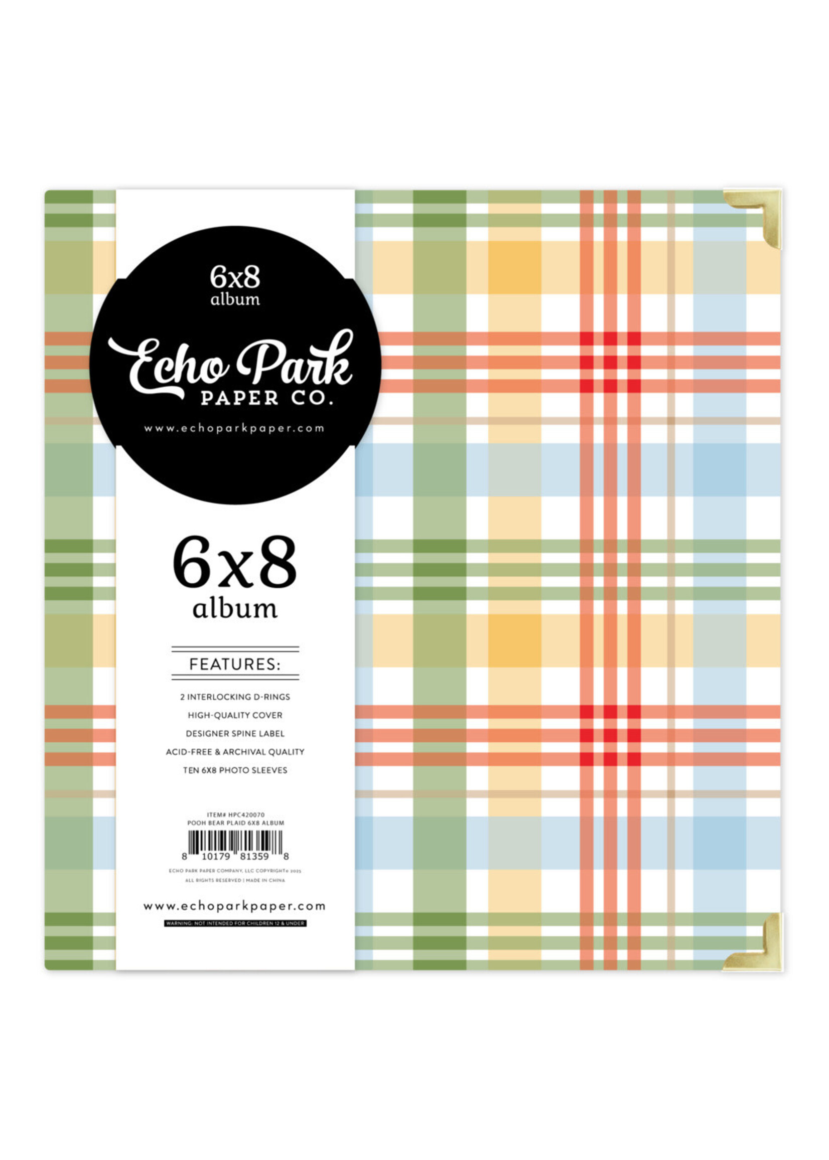 Echo Park 6x8 Album, Pooh Bear Plaid