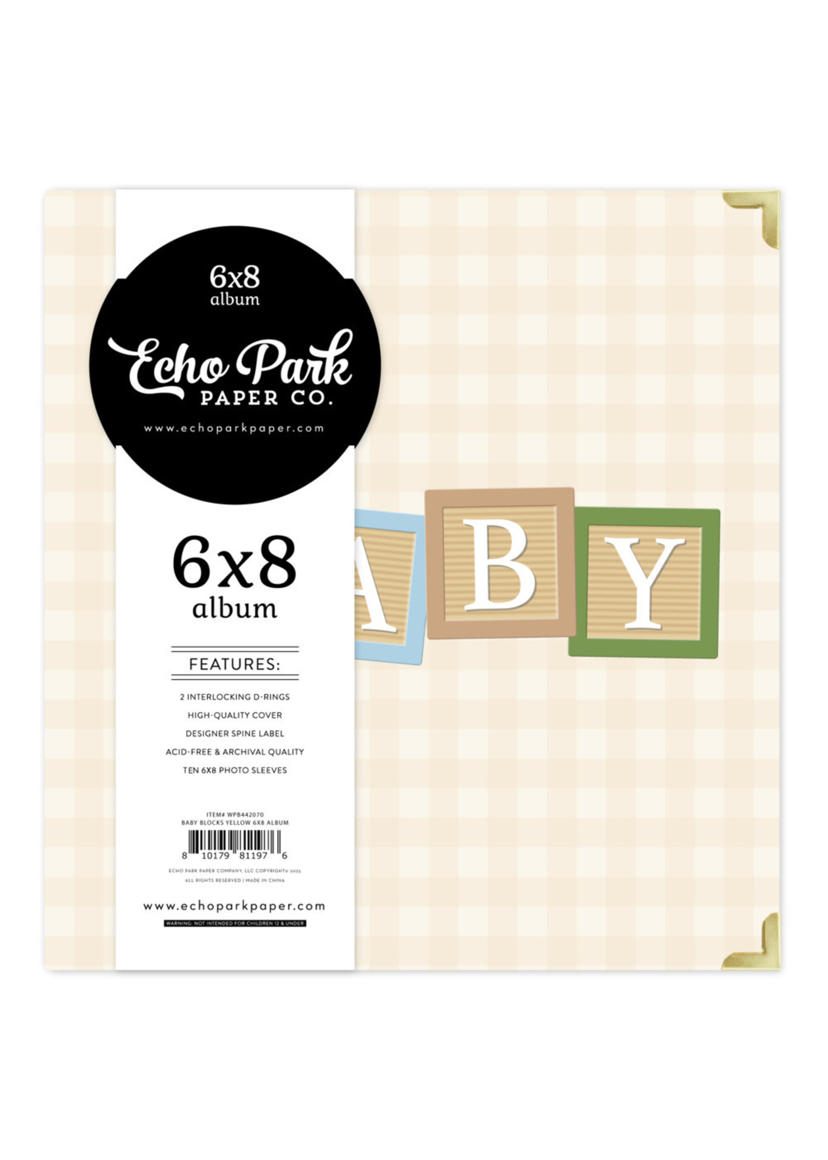 Echo Park Echo Park 6x8 Album, Baby Blocks Tan