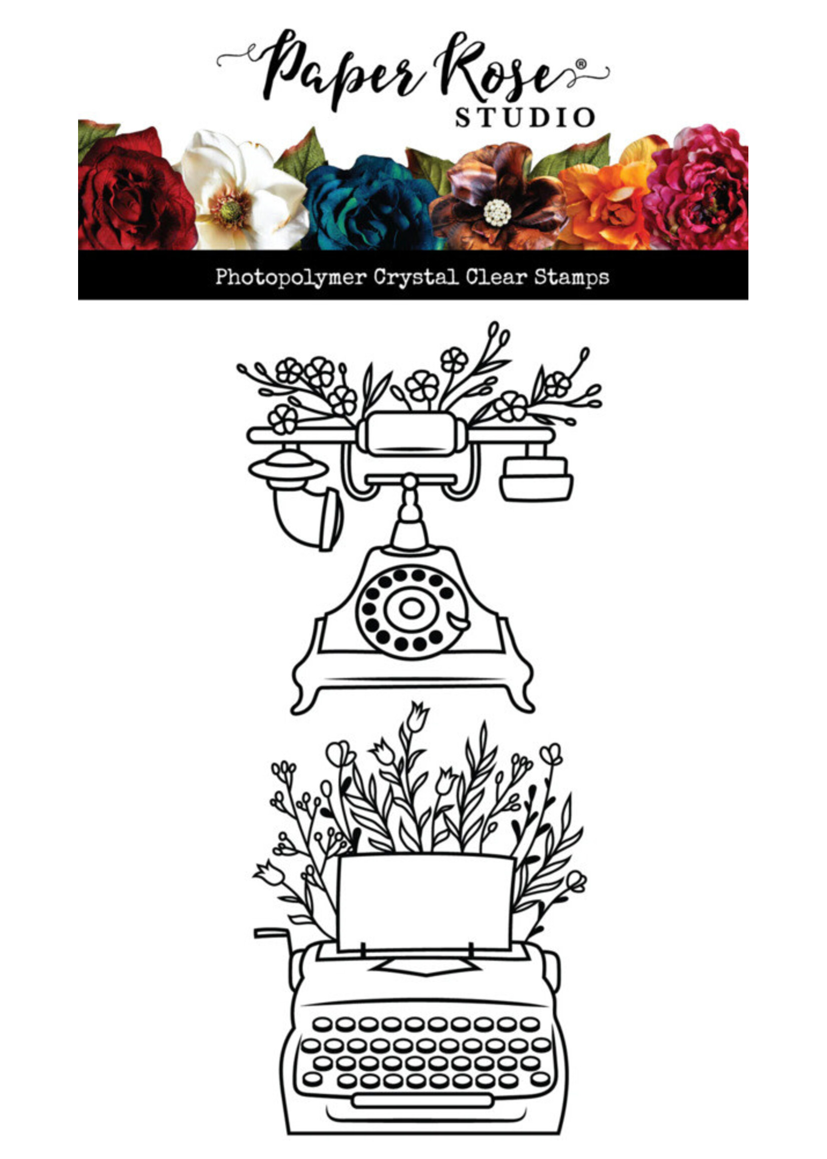 Paper Rose Bundle  Stamp & Die, Vintage Floral Phone & Typewriter