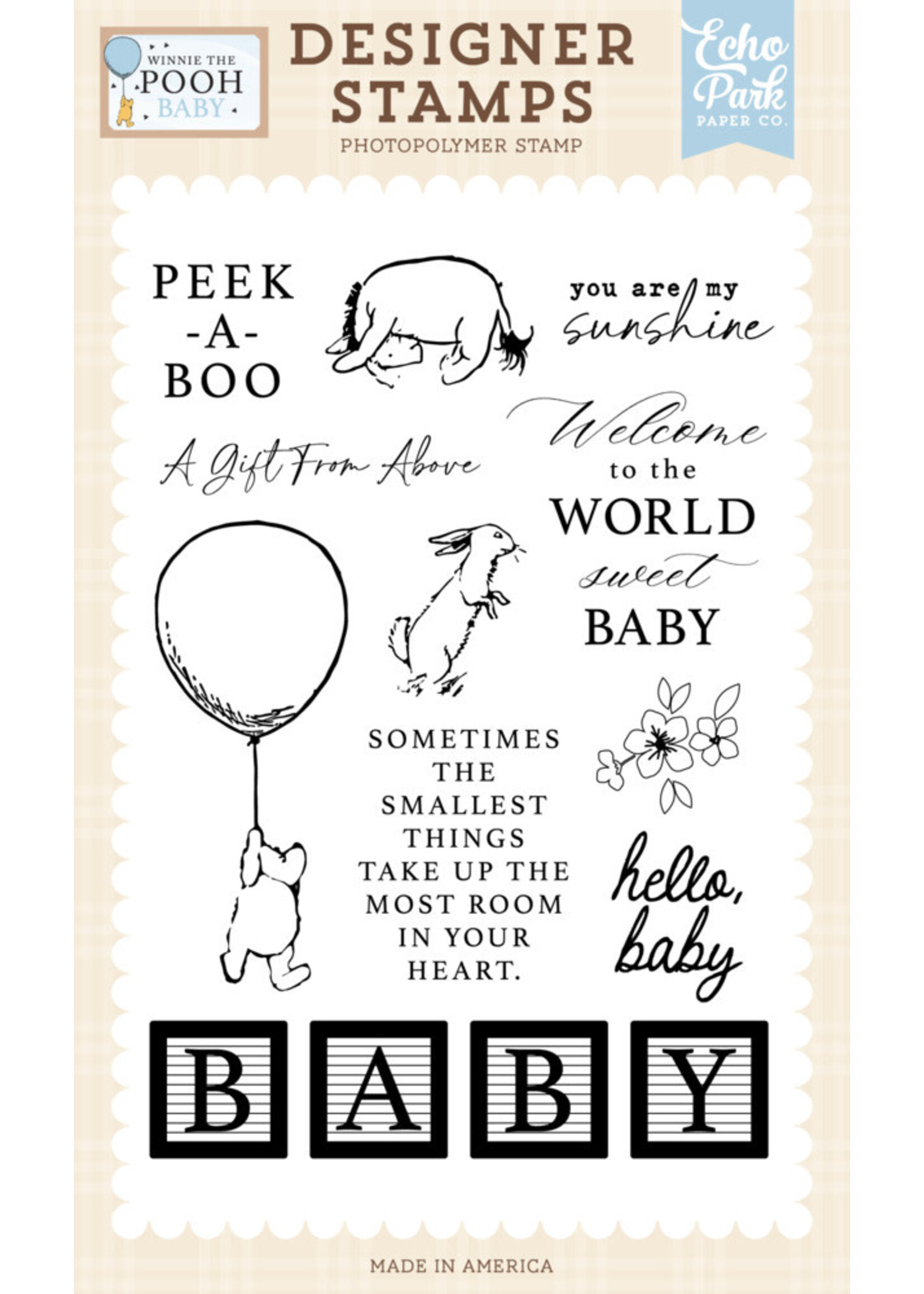 Echo Park Stamp/Die Bundle, Winnie the Pooh Baby - Peek a Boo