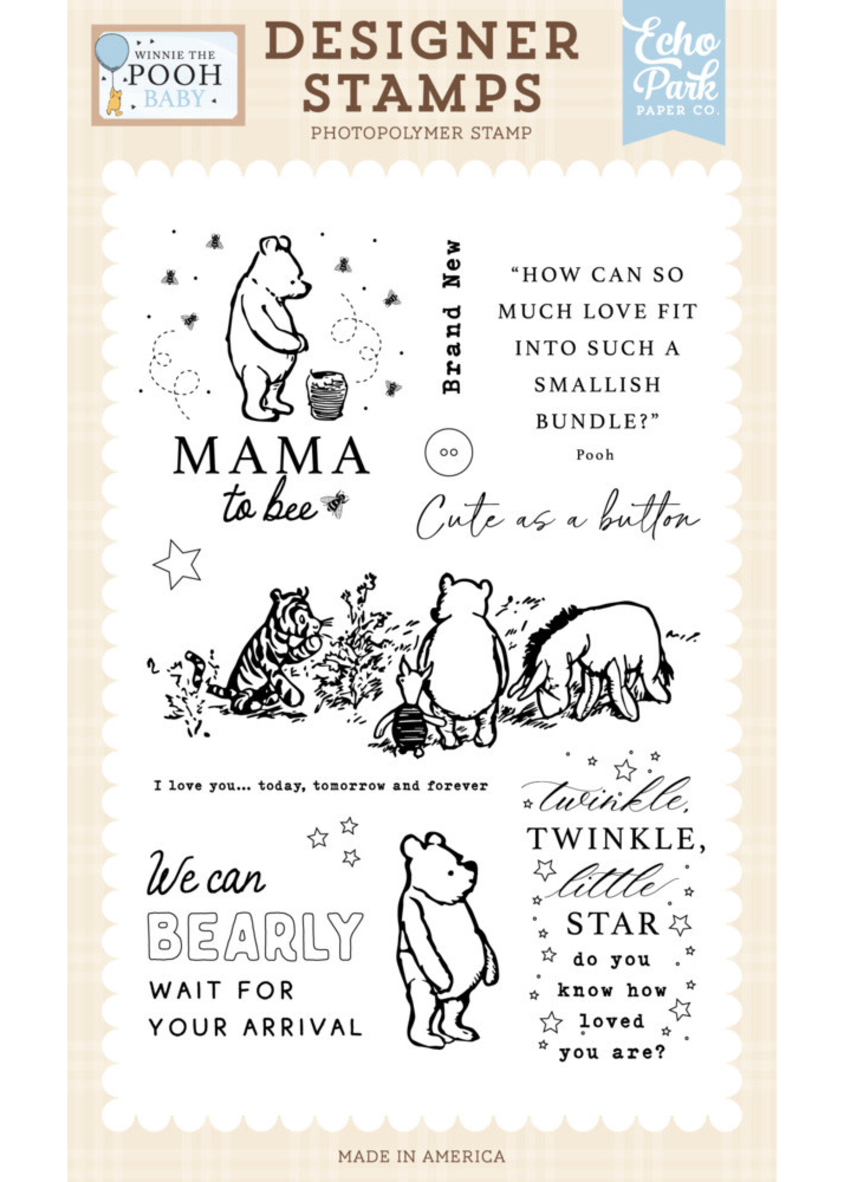Echo Park Stamp/Die Bundle, Winnie the Pooh Baby - Bearly Wait