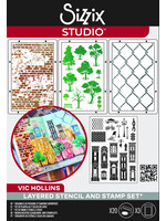 Sizzix Sizzix Studio Clear Stamps Set w/Layering Stencils, City Life