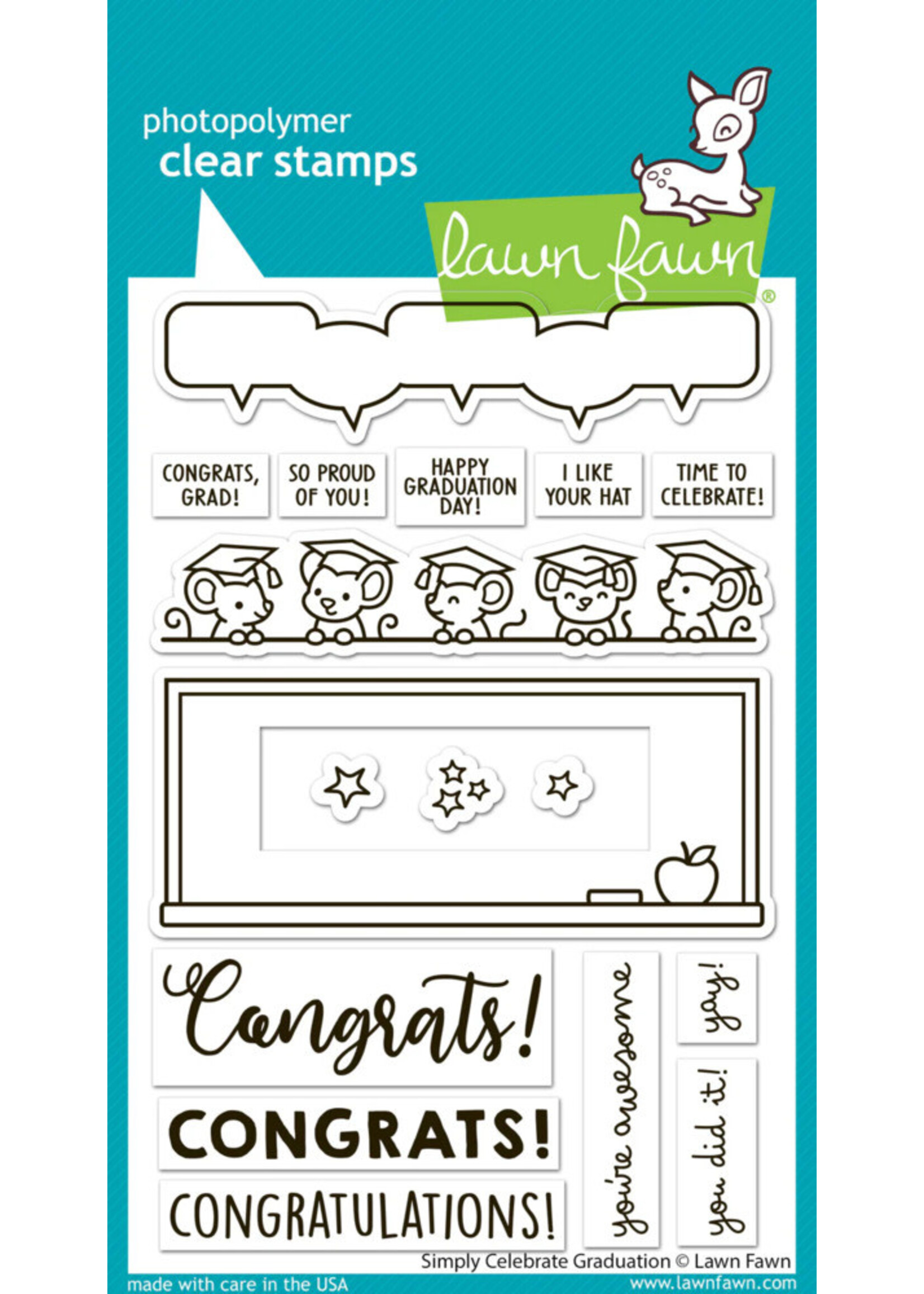 Lawn Fawn Stamp/Stencil/Die Bundle, Simply Celebrate Graduation
