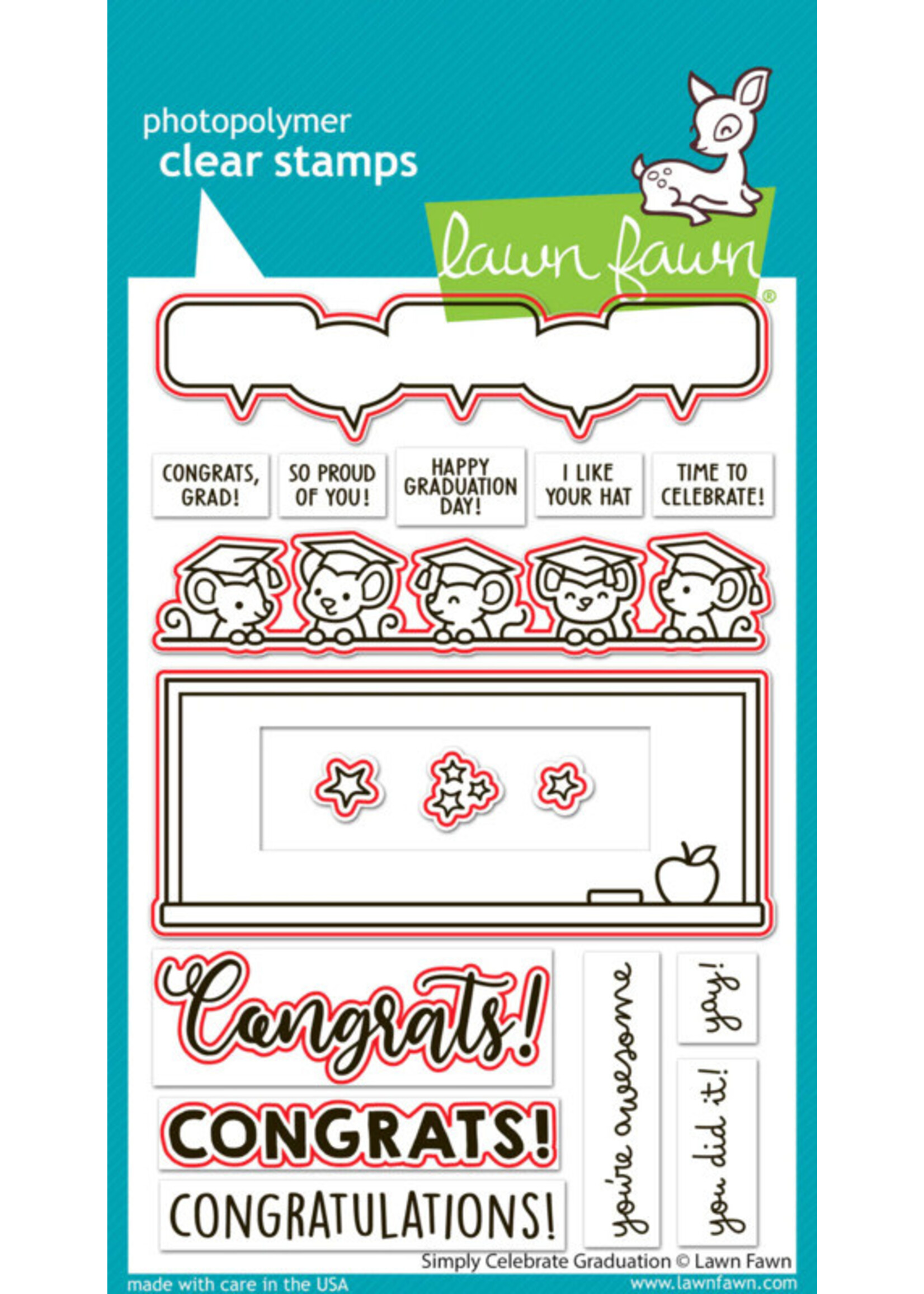 Lawn Fawn Stamp/Stencil/Die Bundle, Simply Celebrate Graduation