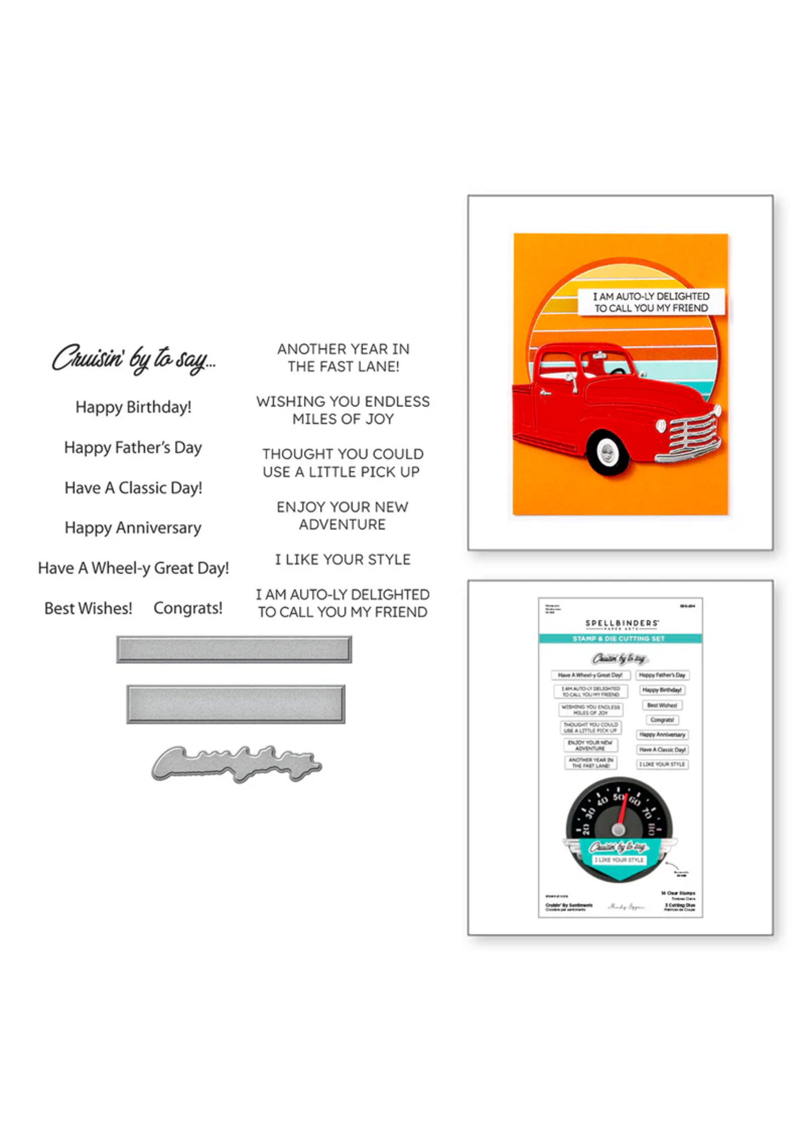 Spellbinders Stamp & Die Set, Cruisin' By Sentiments