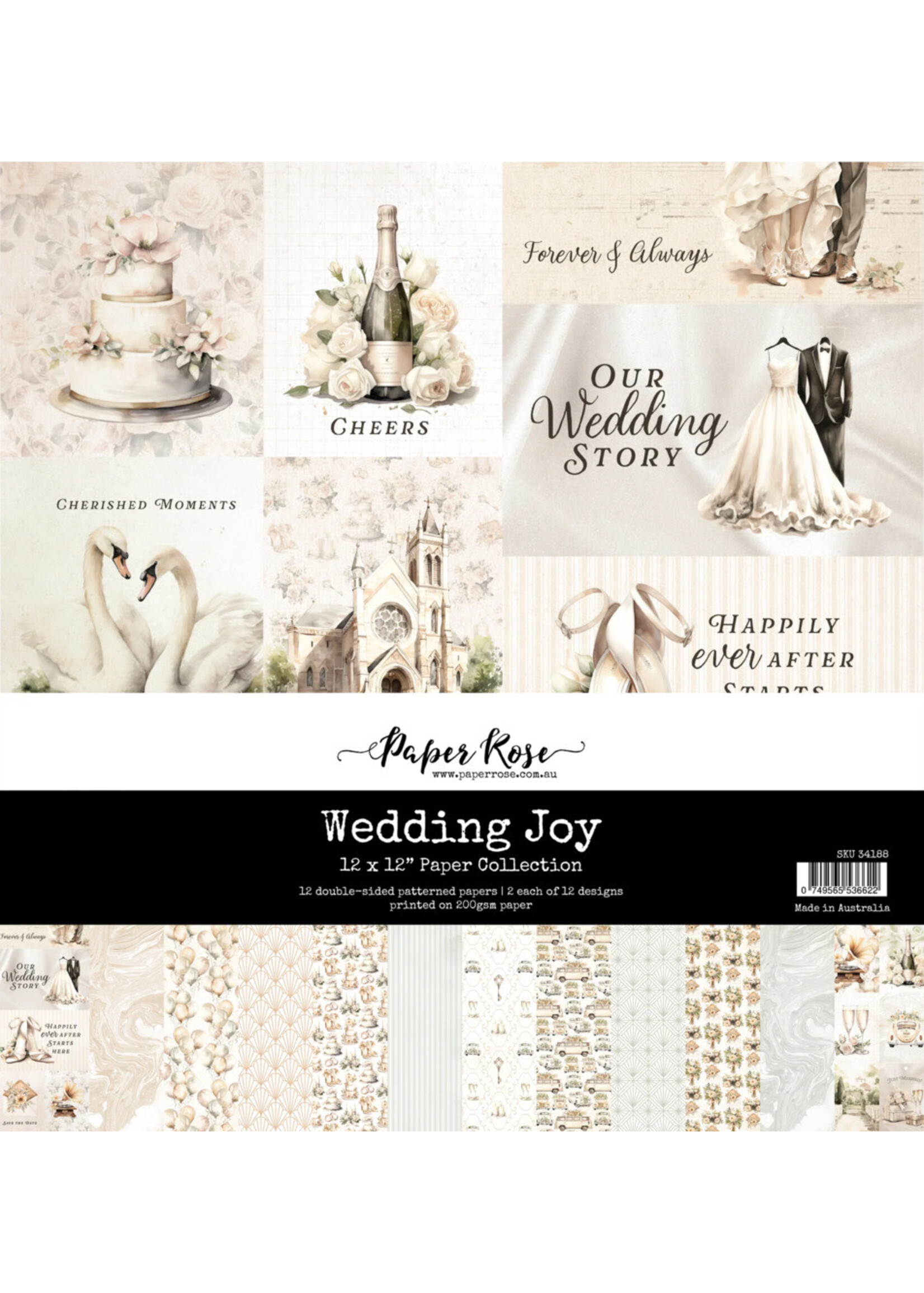 Paper Rose 12x12 Paper Collection, Wedding Joy