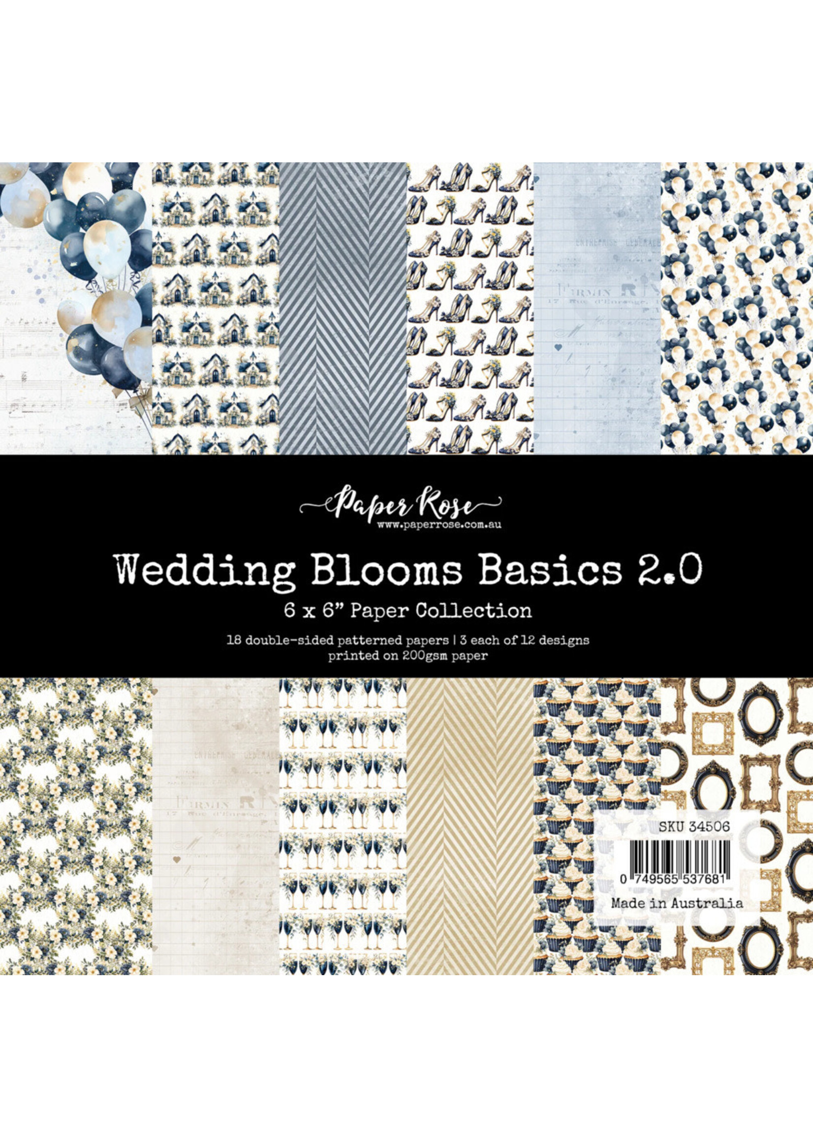 Paper Rose 6x6 Paper Pad, Wedding Blooms Basics 2.0
