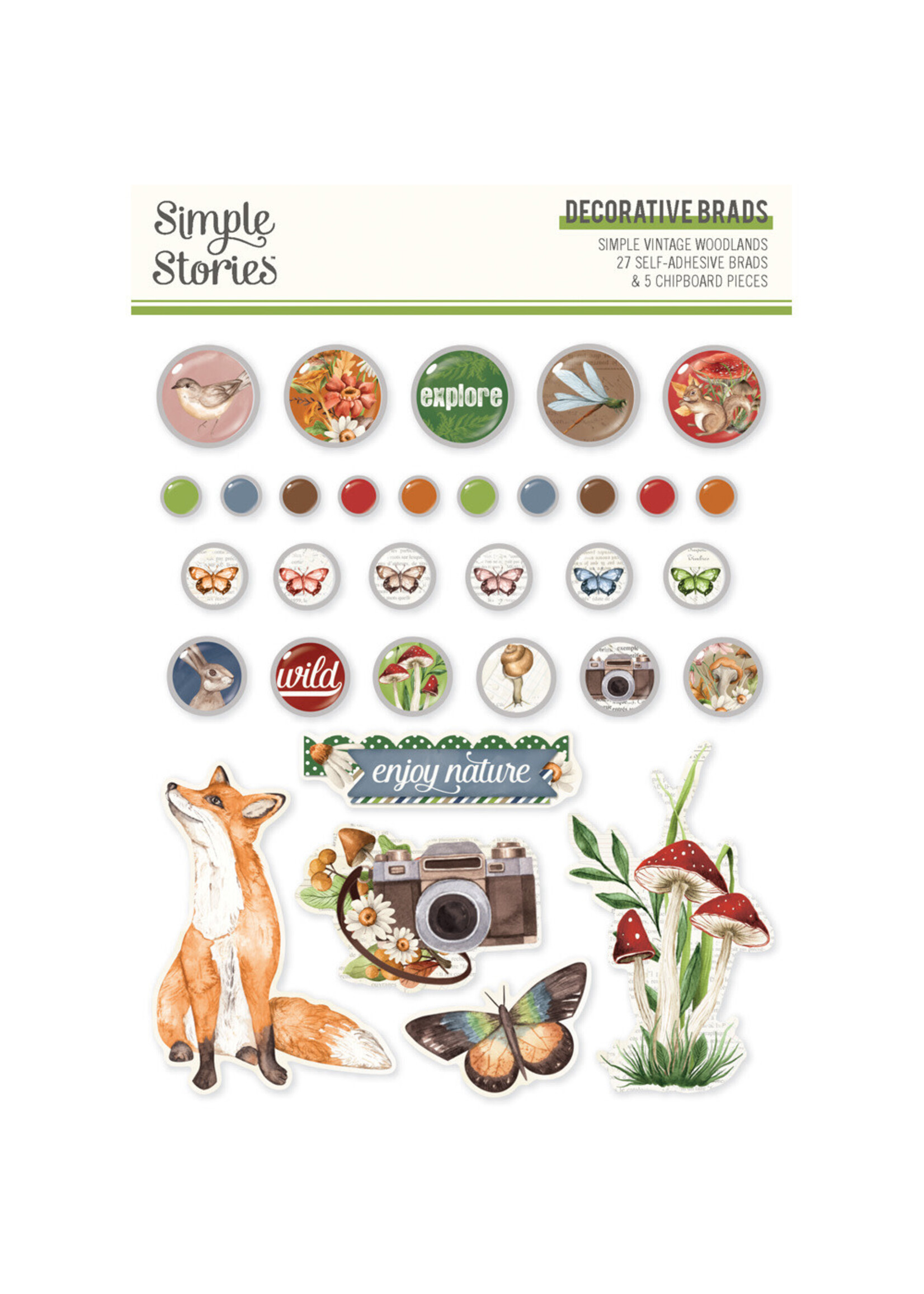 Simple Stories Decorative Brads, Simple Vintage Woodlands