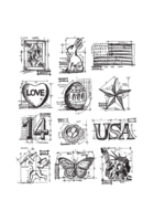 Stampers Anonymous Tim Holtz Cling Stamp, CMS146 Mini Blueprints