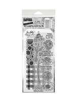 Stampers Anonymous Tim Holtz Mixed Media Stamp/Stencil, #24 Flower Garden/Bubbles/Gingham