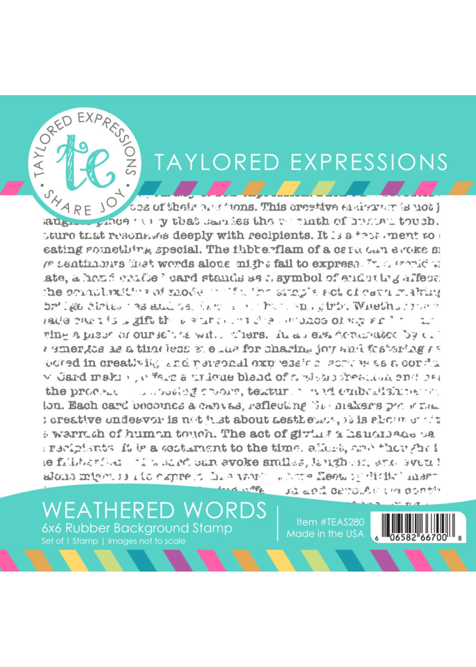 Taylored Expressions Cling Stamp, Weathered Words