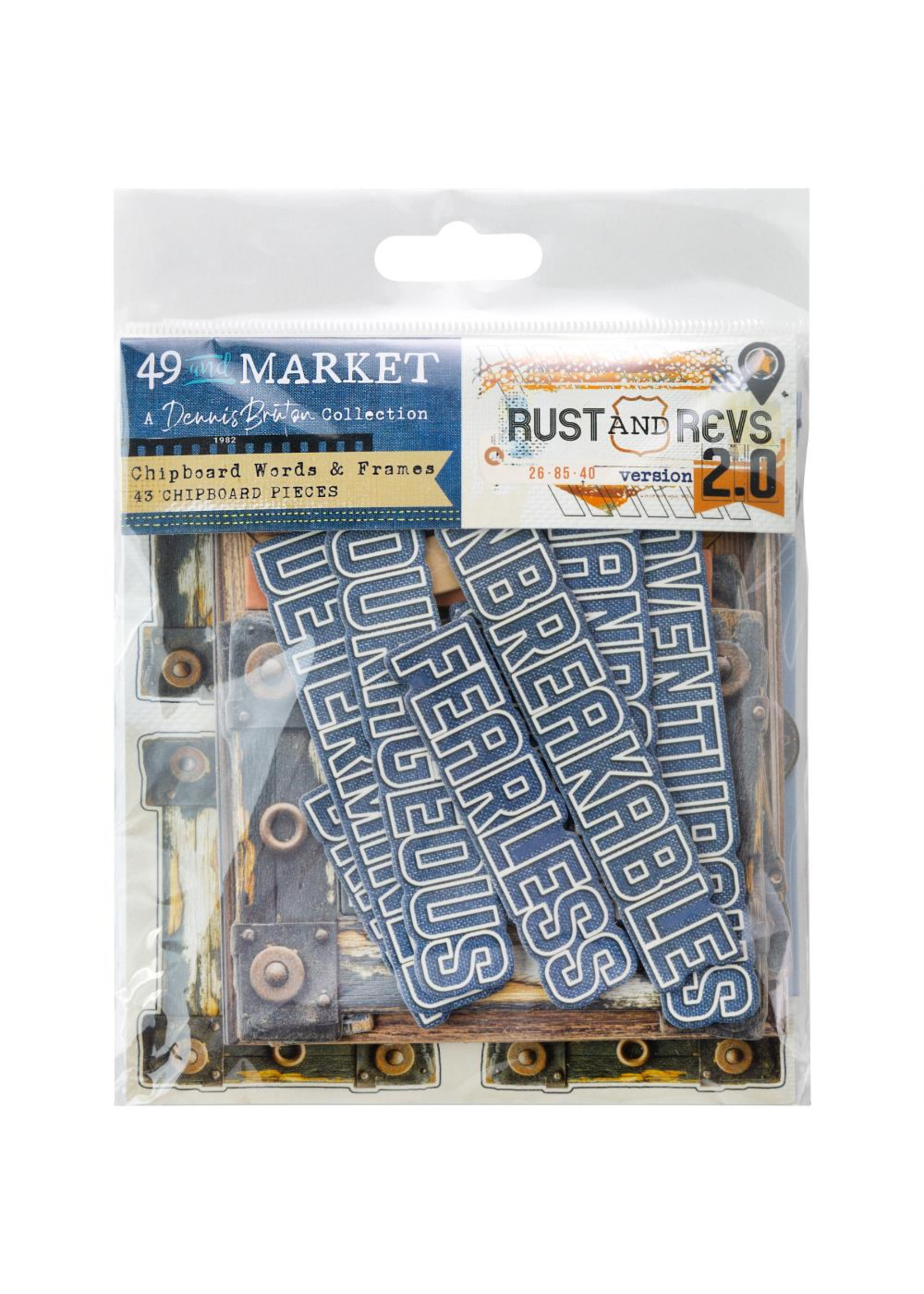 49 & Market Chipboard Words & Frames, Rust and Revs 2.0