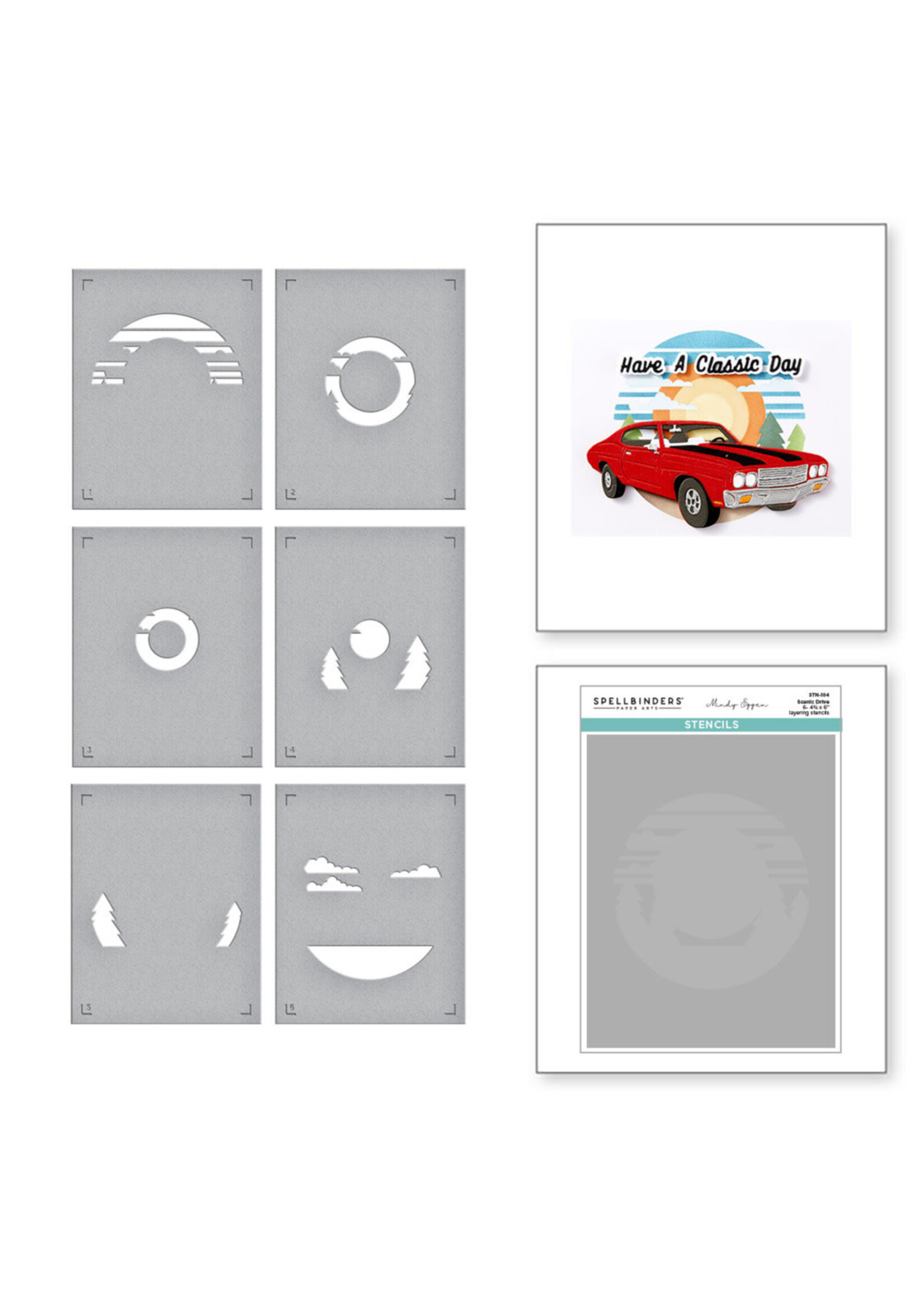 Spellbinders Stencil, Classic Road Legends - Scenic Drive