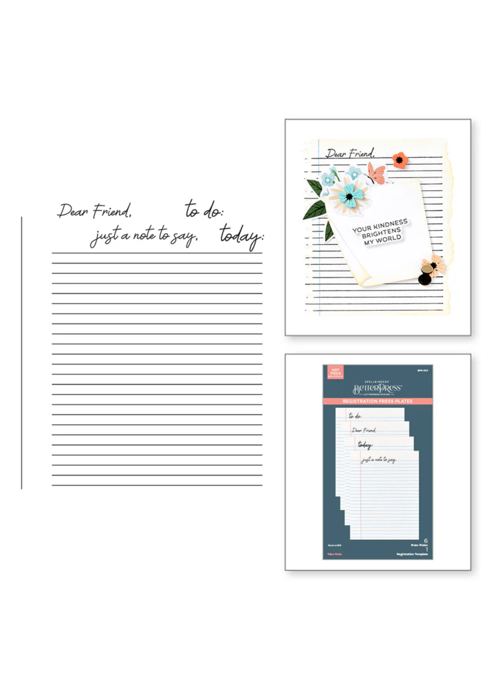 Spellbinders Registration Press Plate, Take Note Collection