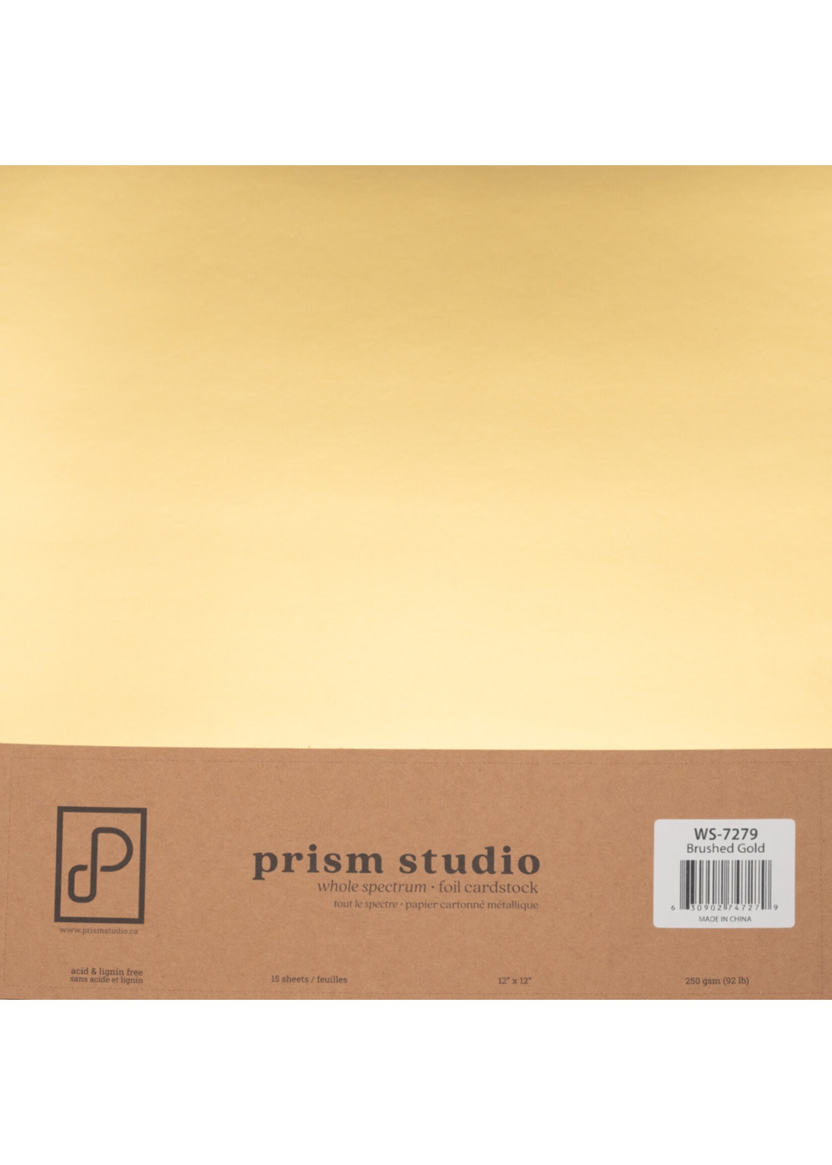 Prism Studio Prism 12x12 Foil Cardstock, Brushed Gold (1 sheet)