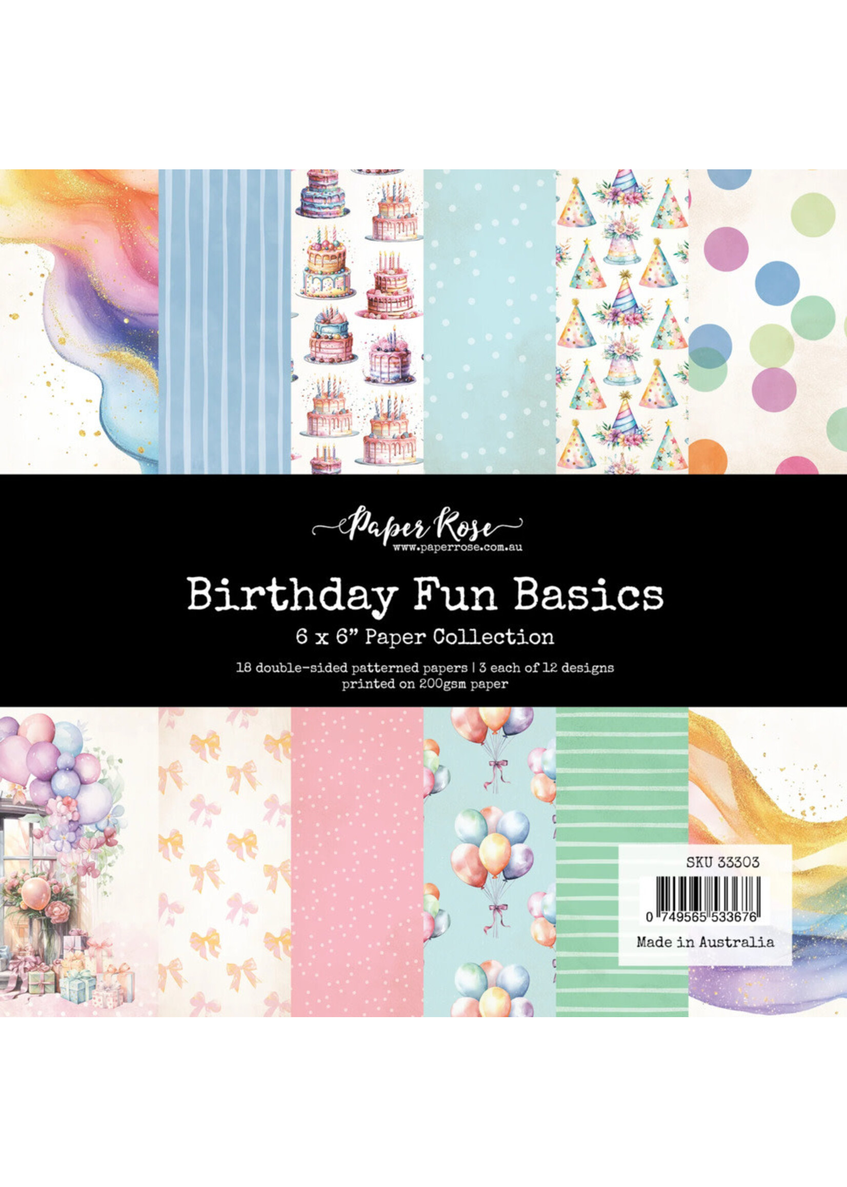 Paper Rose 6x6 Paper Collection, Birthday Fun Basics