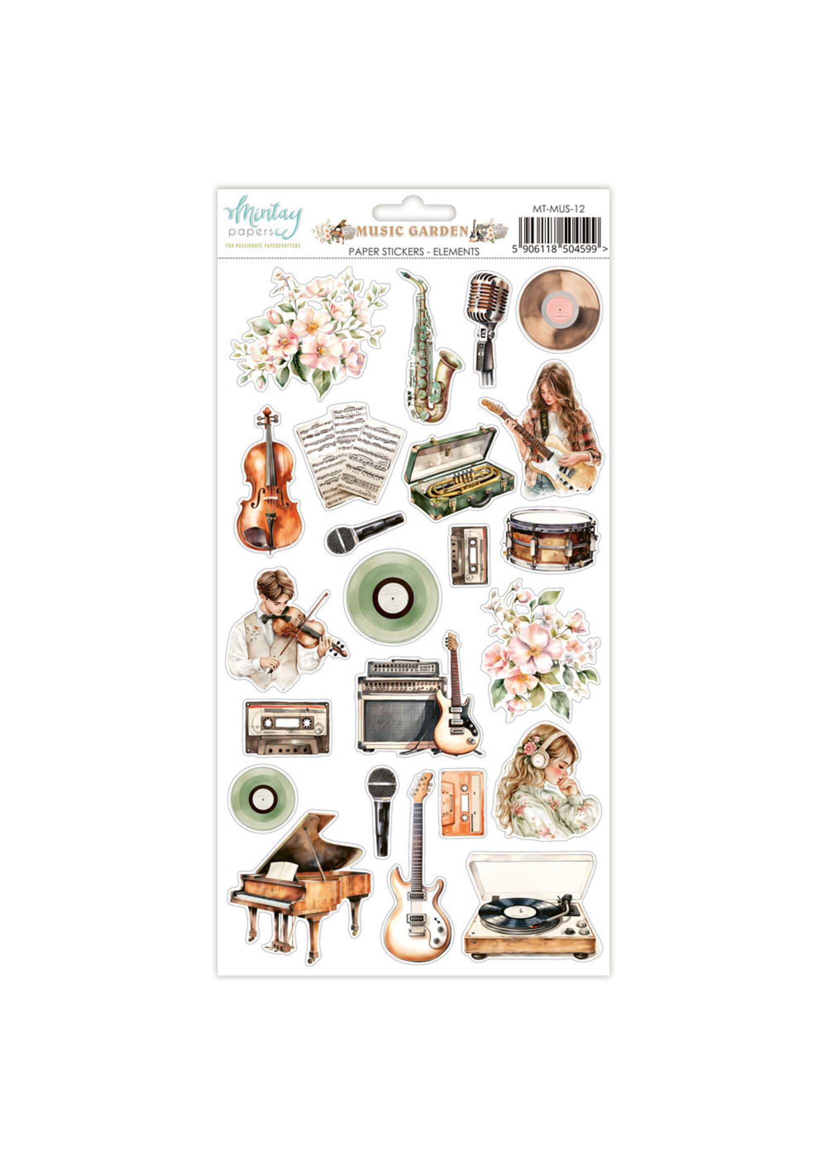 Mintay 6x12 Paper Stickers, Music Garden - Elements