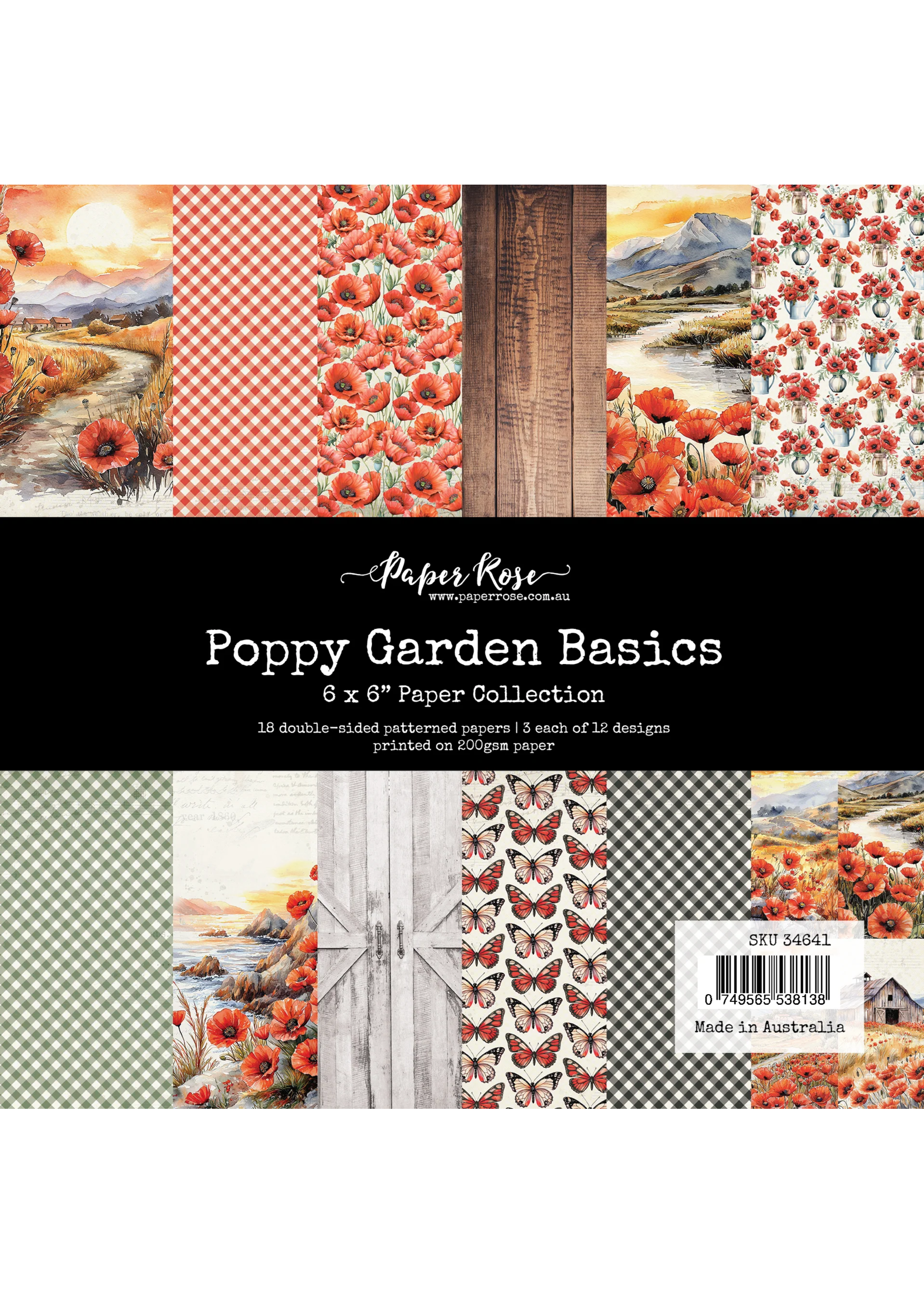 Paper Rose 6x6 Paper Collection, Poppy Garden Basics