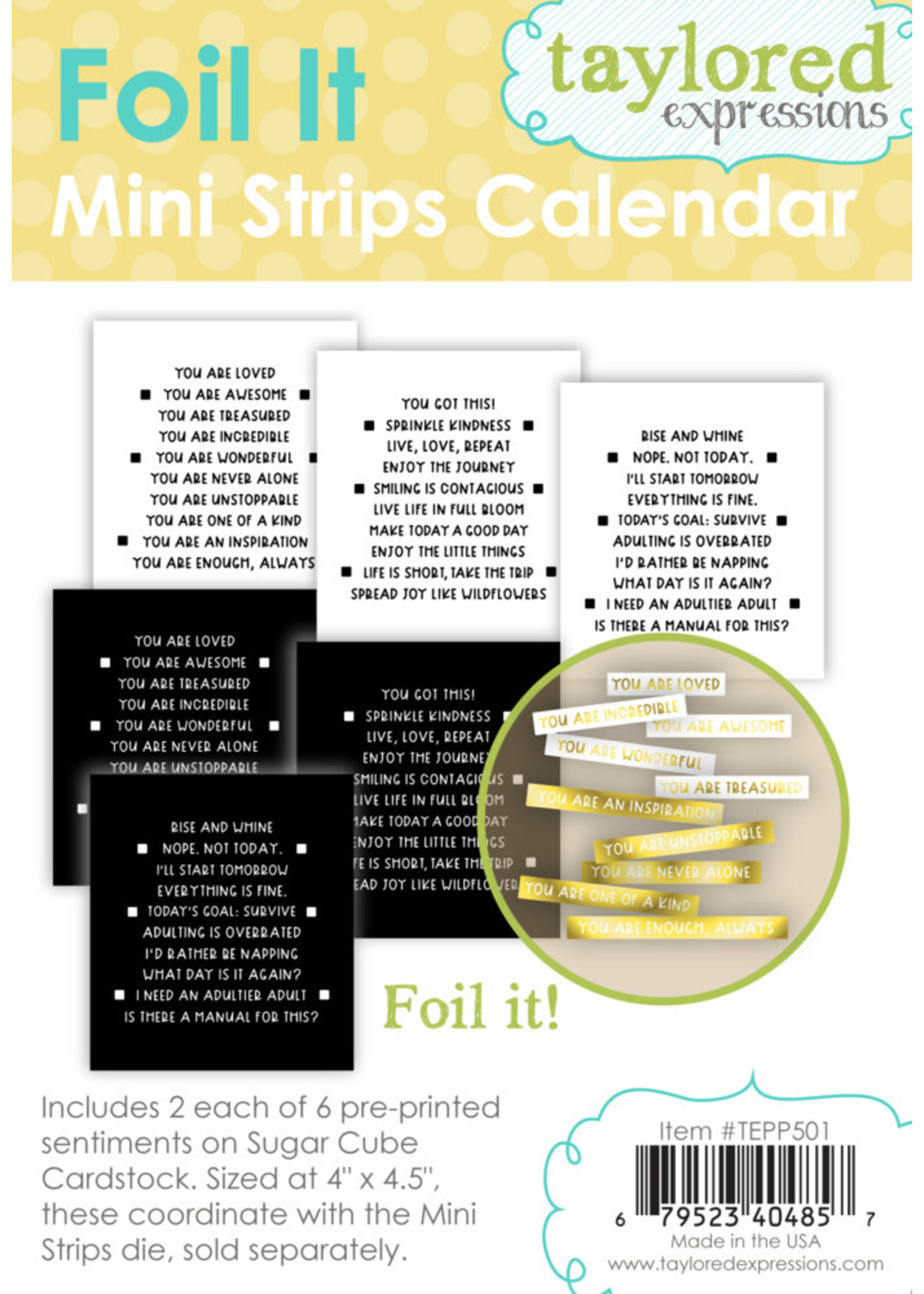 Taylored Expressions Foil It, Mini Strips Calendar