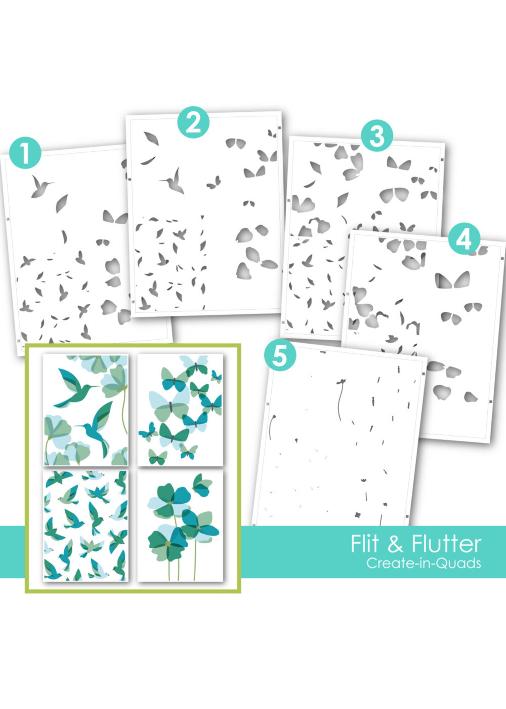 Taylored Expressions Layering Stencil Create-in-Quads, Flit & Flutter