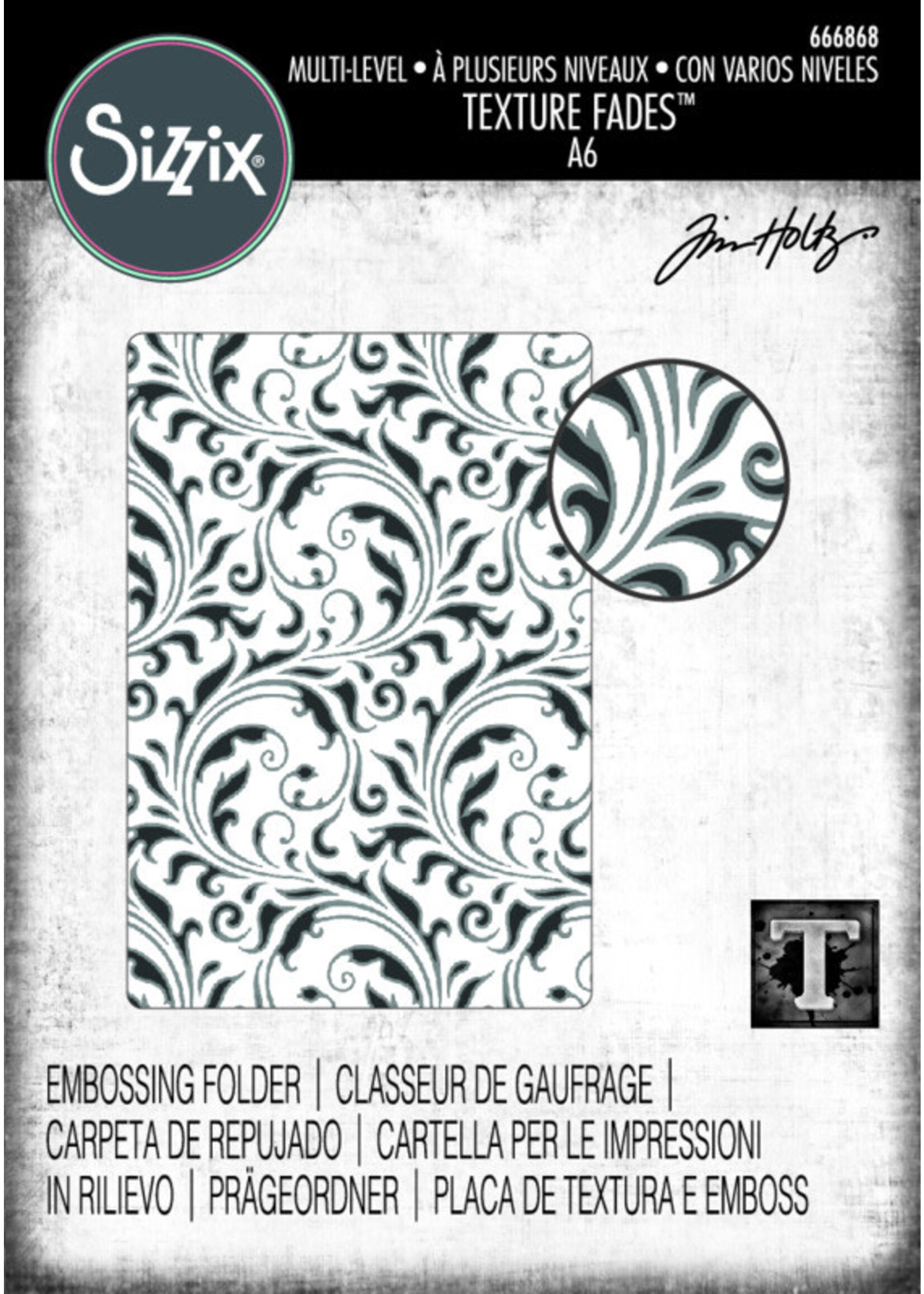 Sizzix Tim Holtz Multi Level Textured Impressions Embossing Folder, Vault Flourish