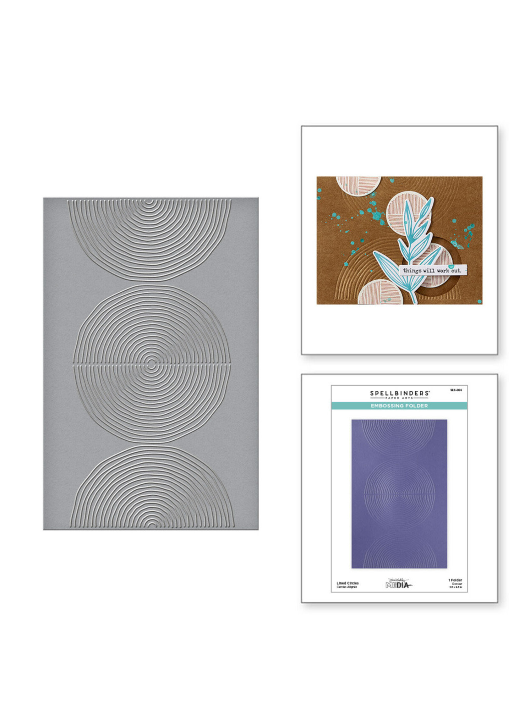 Spellbinders Dina Wakley Embossing Folder, Lined Circles