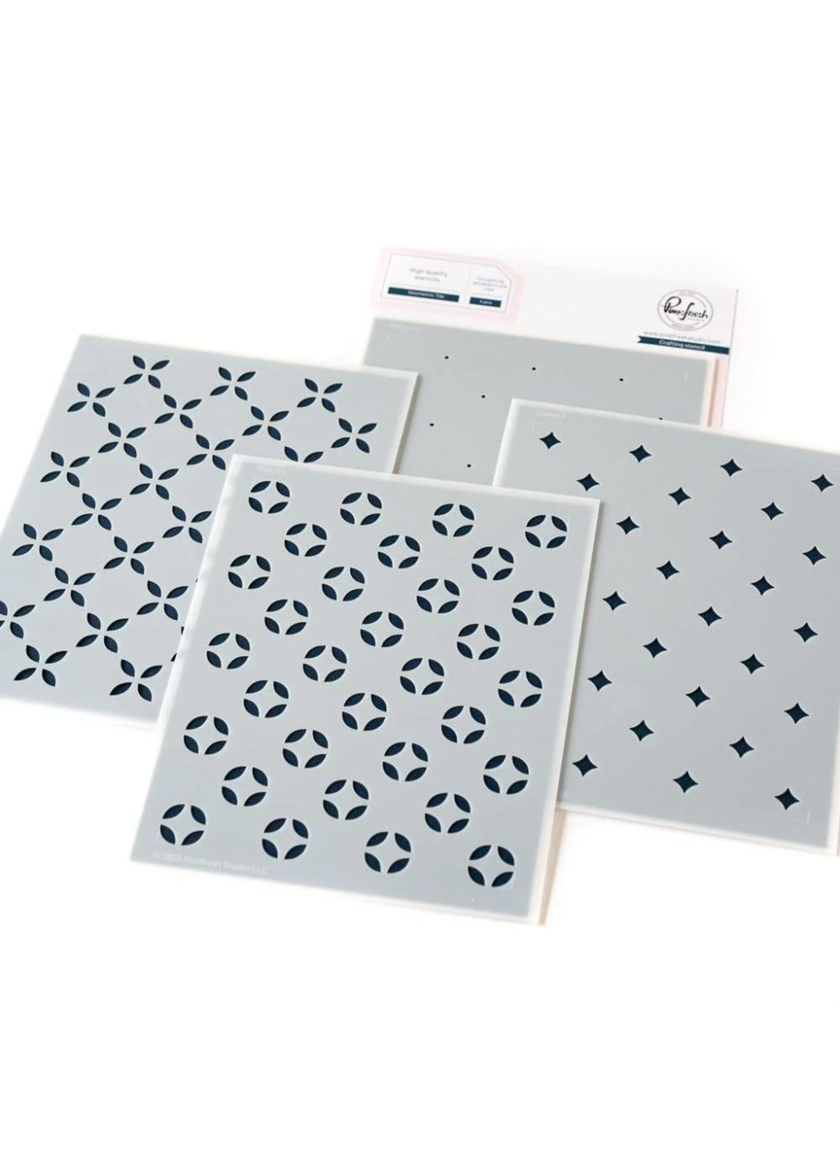 Pink Fresh Studio Stencil Layering, Geometric Tile