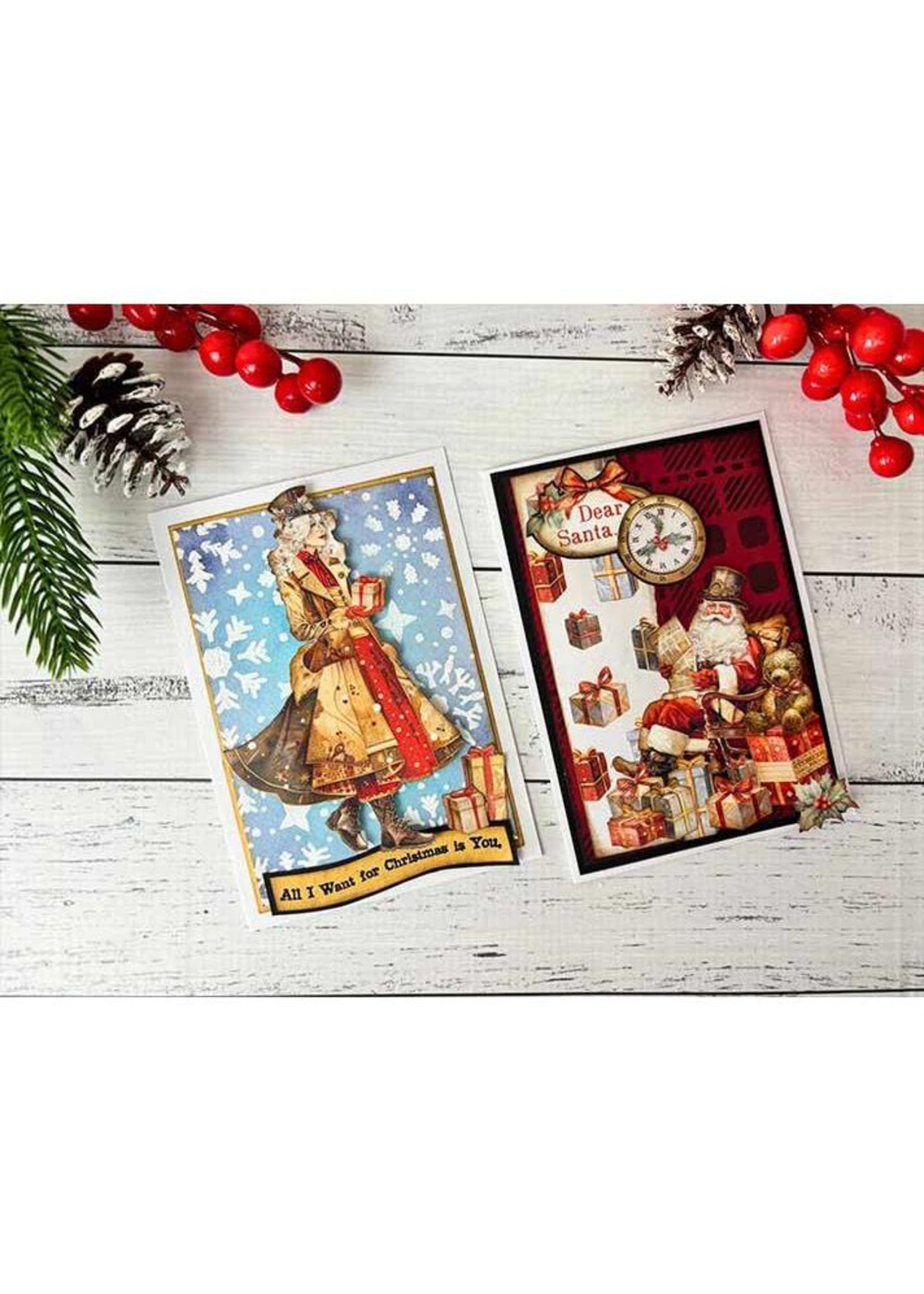 Stamperia Stamperia  Stencil, Gear Up for Christmas Fabric Pattern