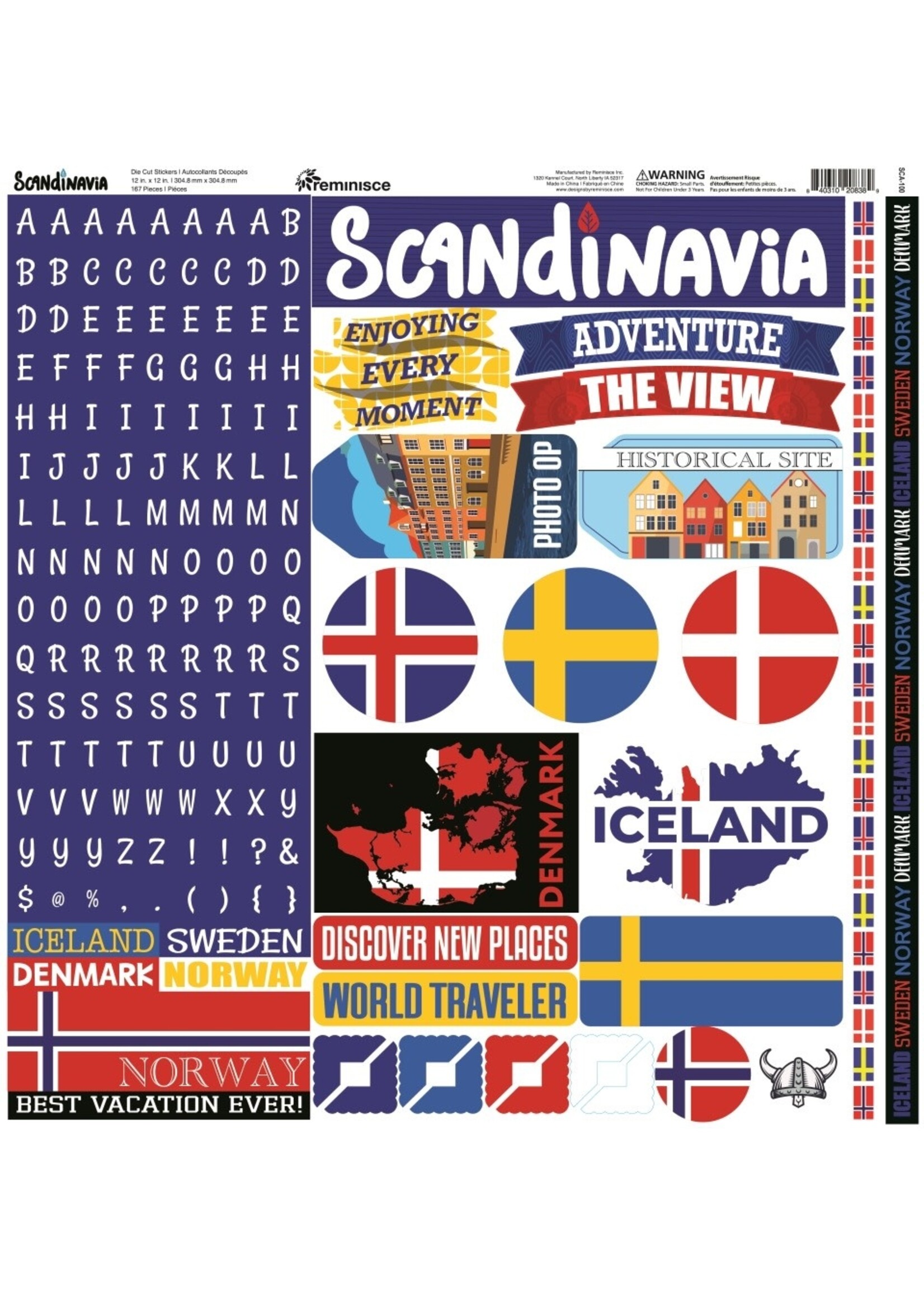 Reminisce 12x12 Sticker Sheet, Scandinavia