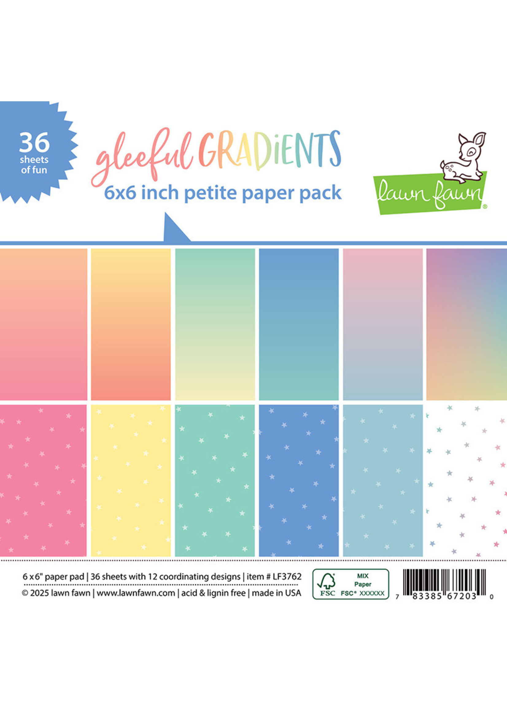 Lawn Fawn 6x6 Petite Paper Pack, Gleeful Gradients