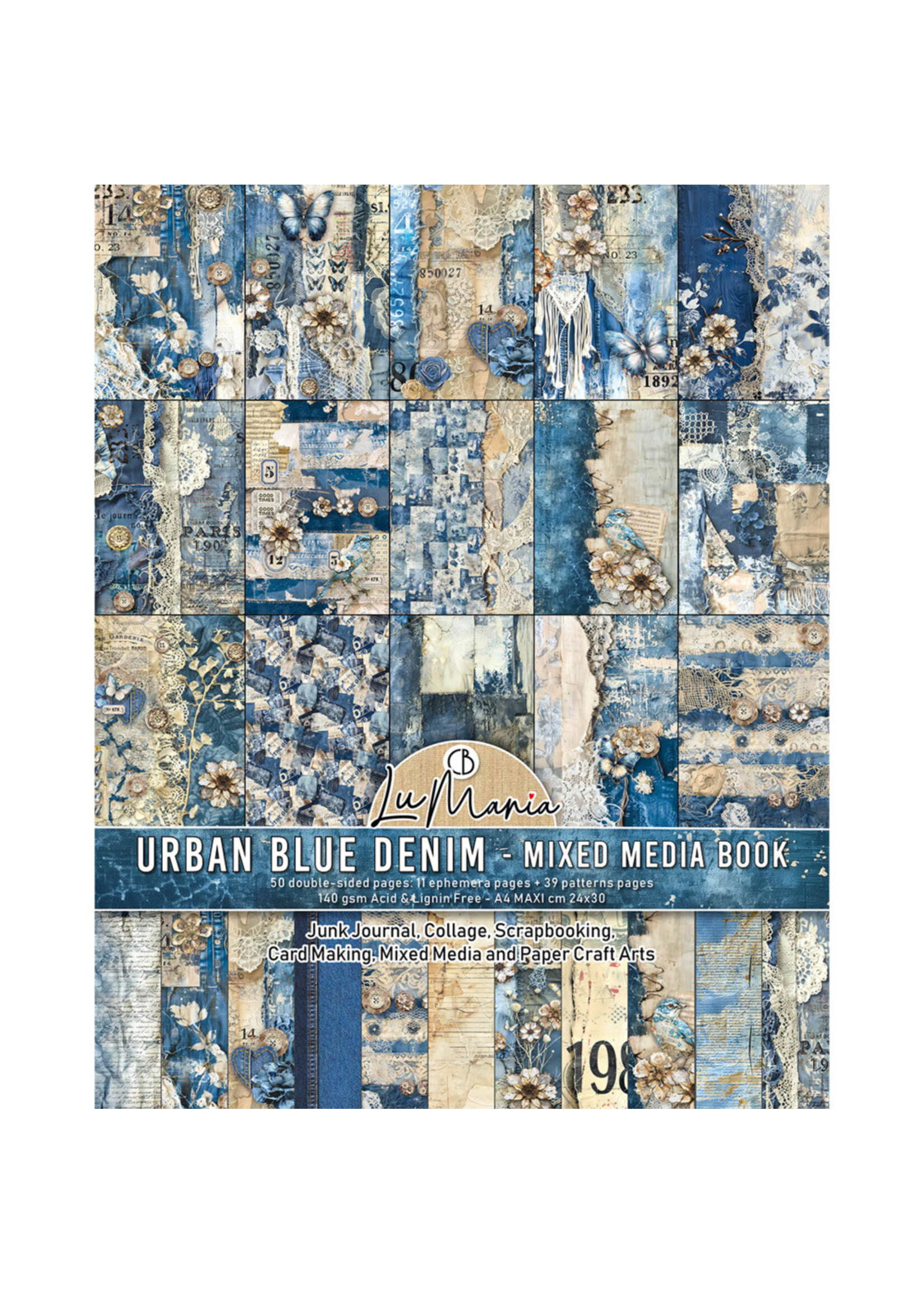 Ciao Bella LaMania A4 Mixed Media Book, Urban Blue Denim