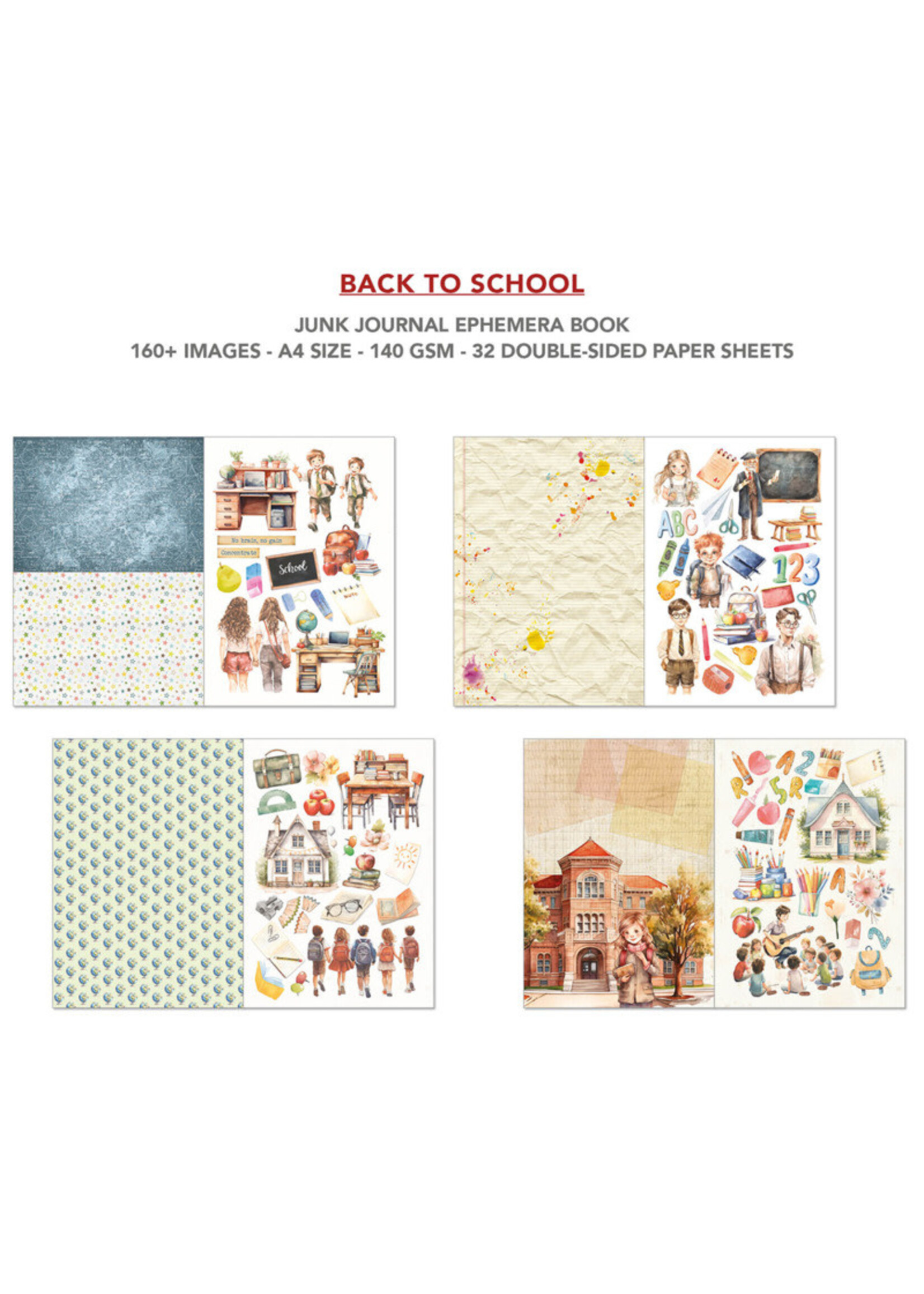 Ciao Bella A4 Junk Journal & Ephemera Book, Back to School (32 pages)