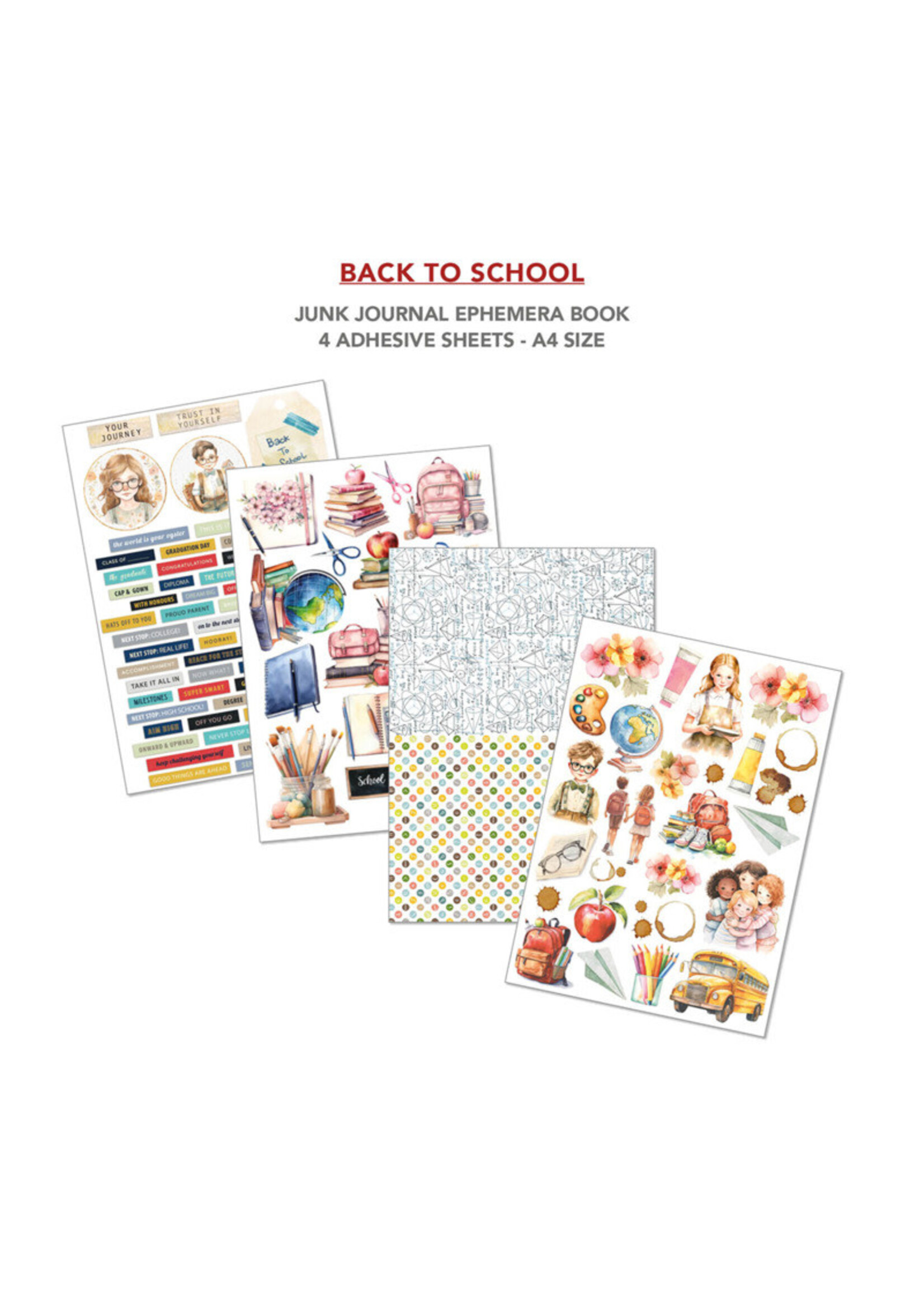 Ciao Bella A4 Junk Journal & Ephemera Book, Back to School (32 pages)