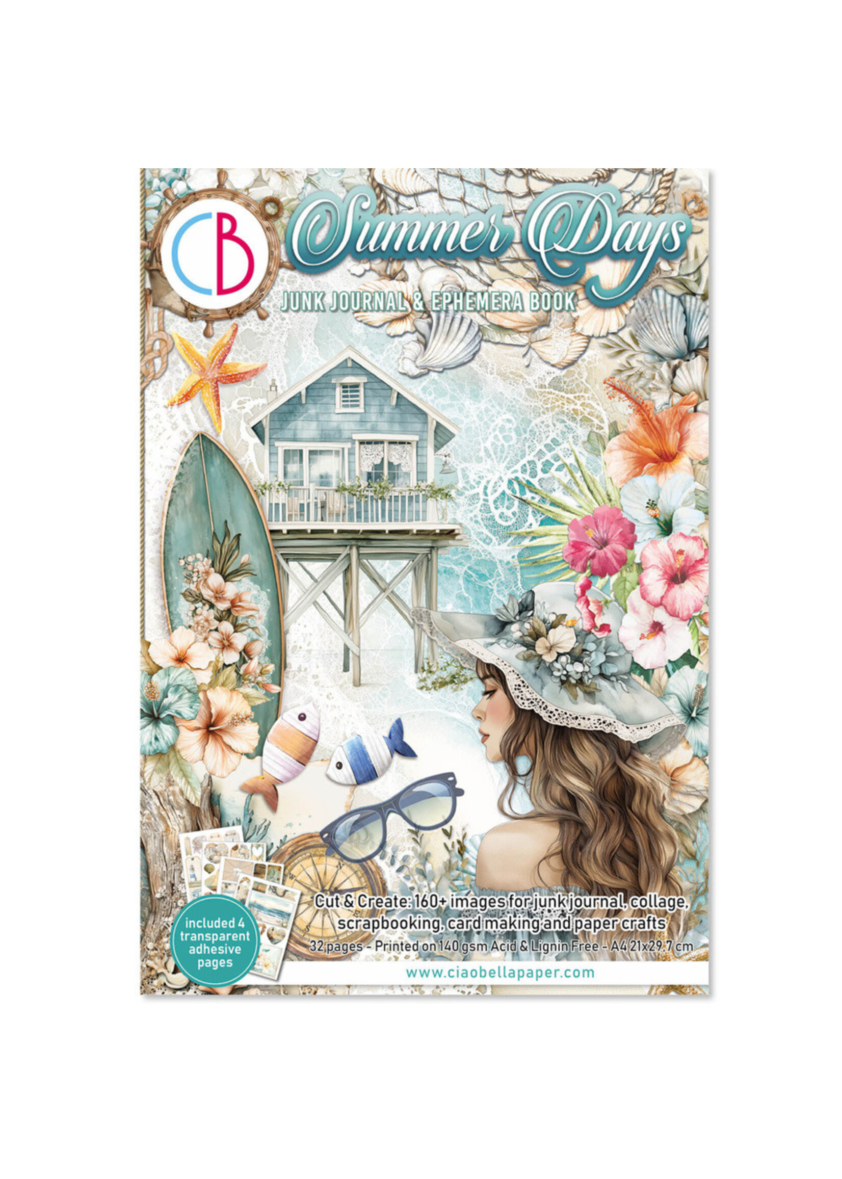 Ciao Bella A4 Junk Journal & Ephemera Book, Summer Days (32 pages)