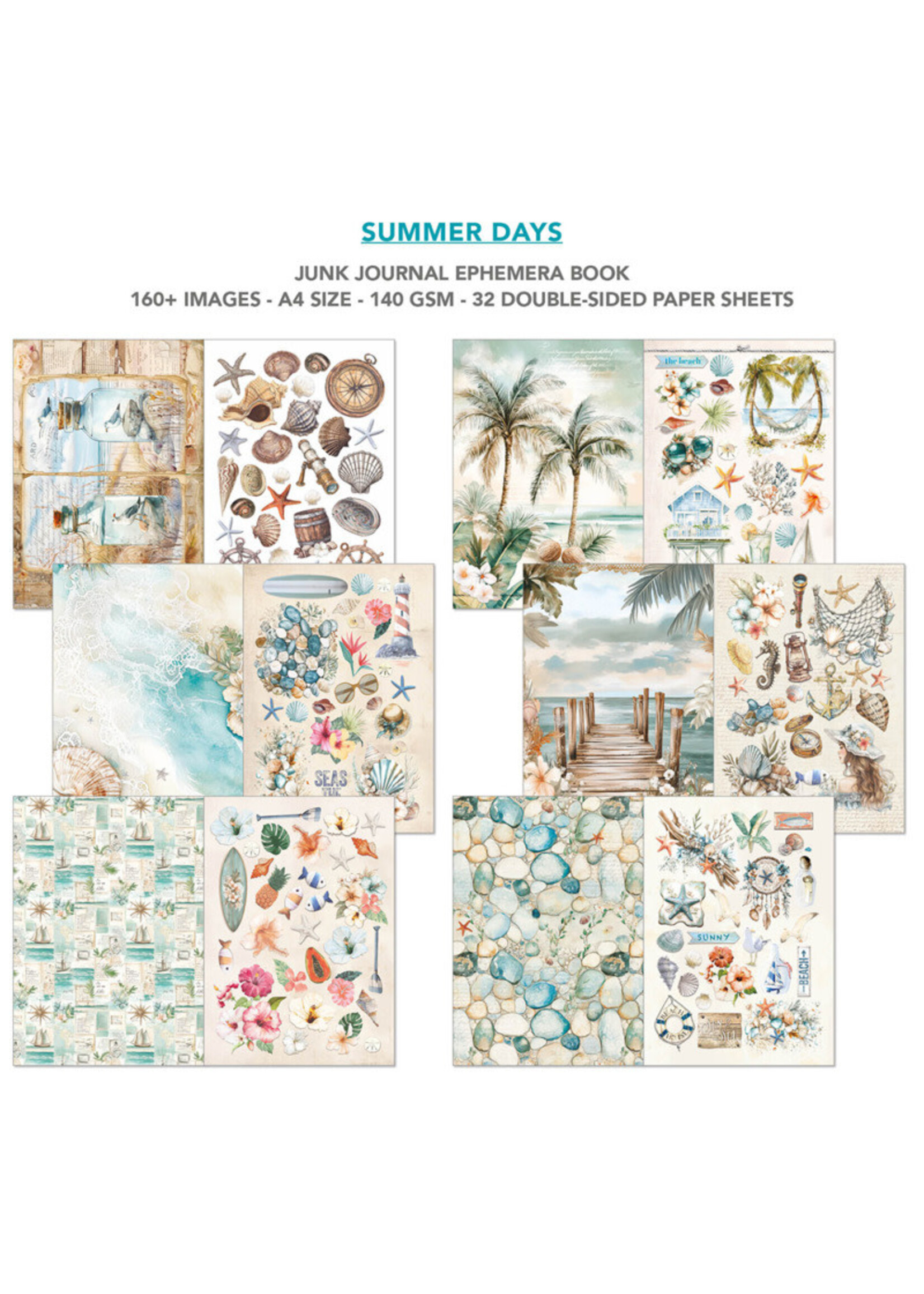 Ciao Bella A4 Junk Journal & Ephemera Book, Summer Days (32 pages)