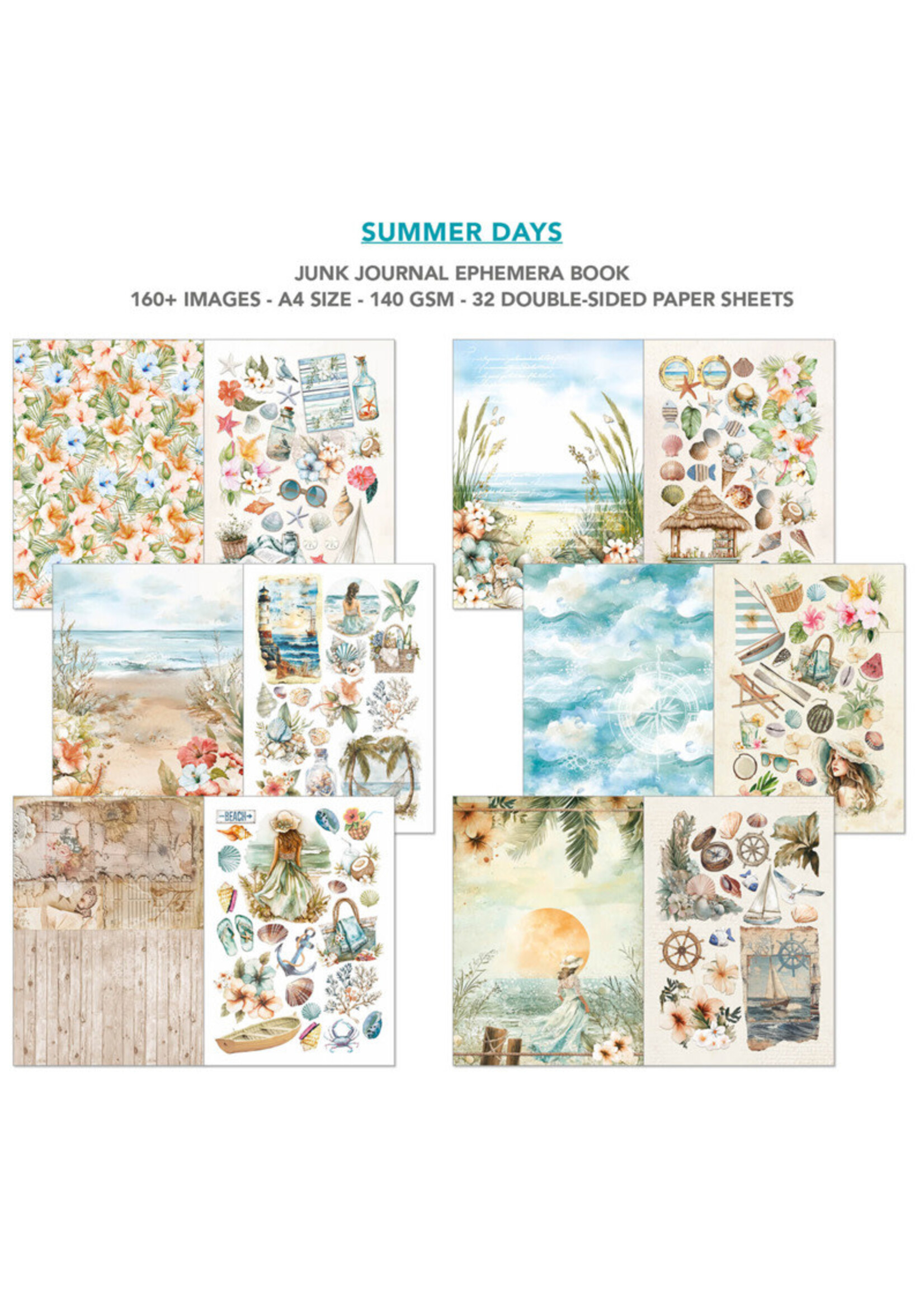 Ciao Bella A4 Junk Journal & Ephemera Book, Summer Days (32 pages)