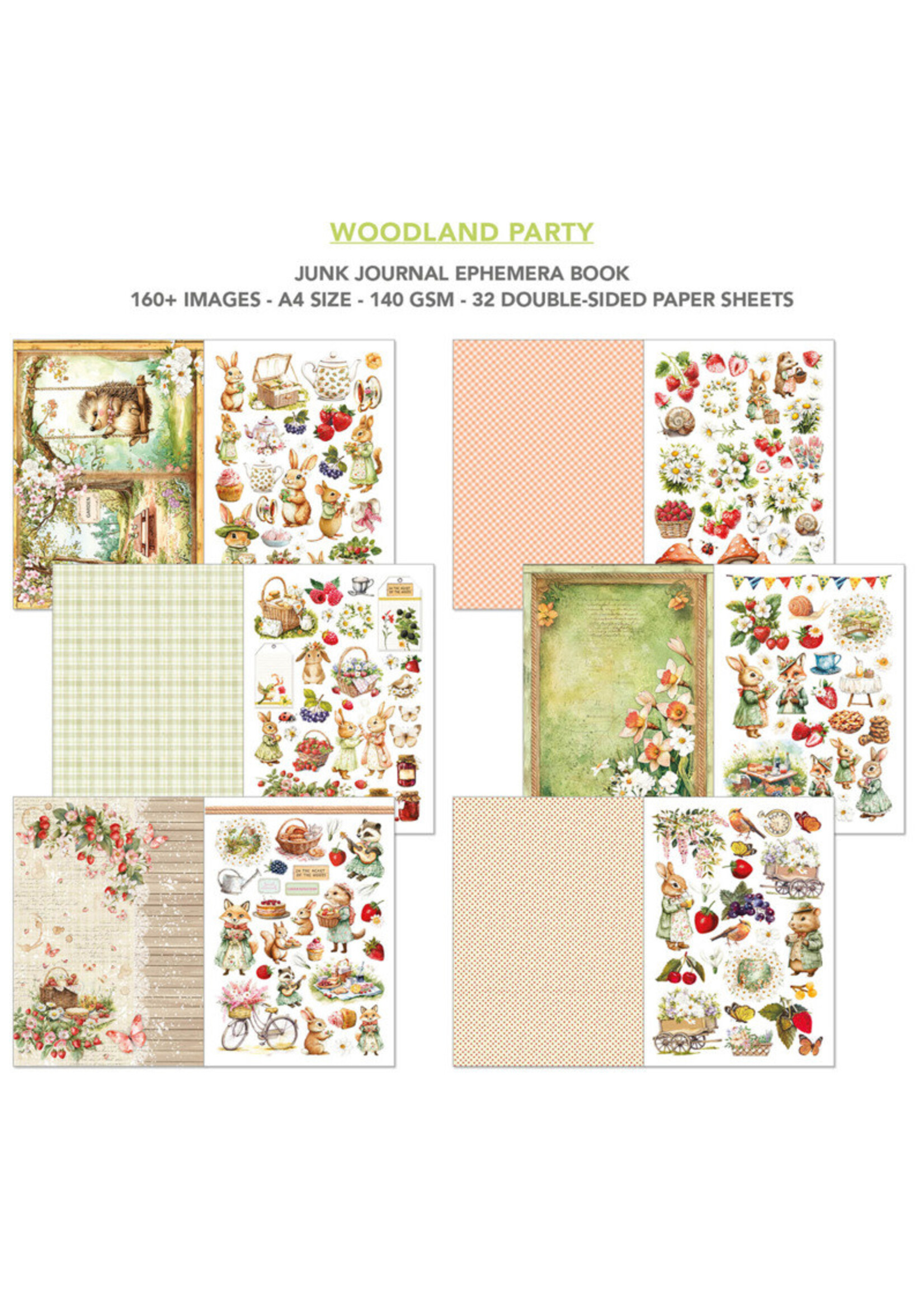 Ciao Bella A4 Junk Journal & Ephemera Book, Woodland Party (32 Pages)