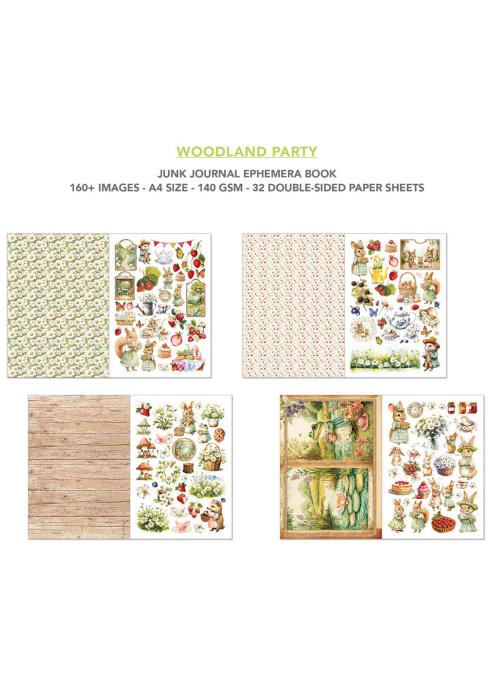 Ciao Bella A4 Junk Journal & Ephemera Book, Woodland Party (32 Pages)