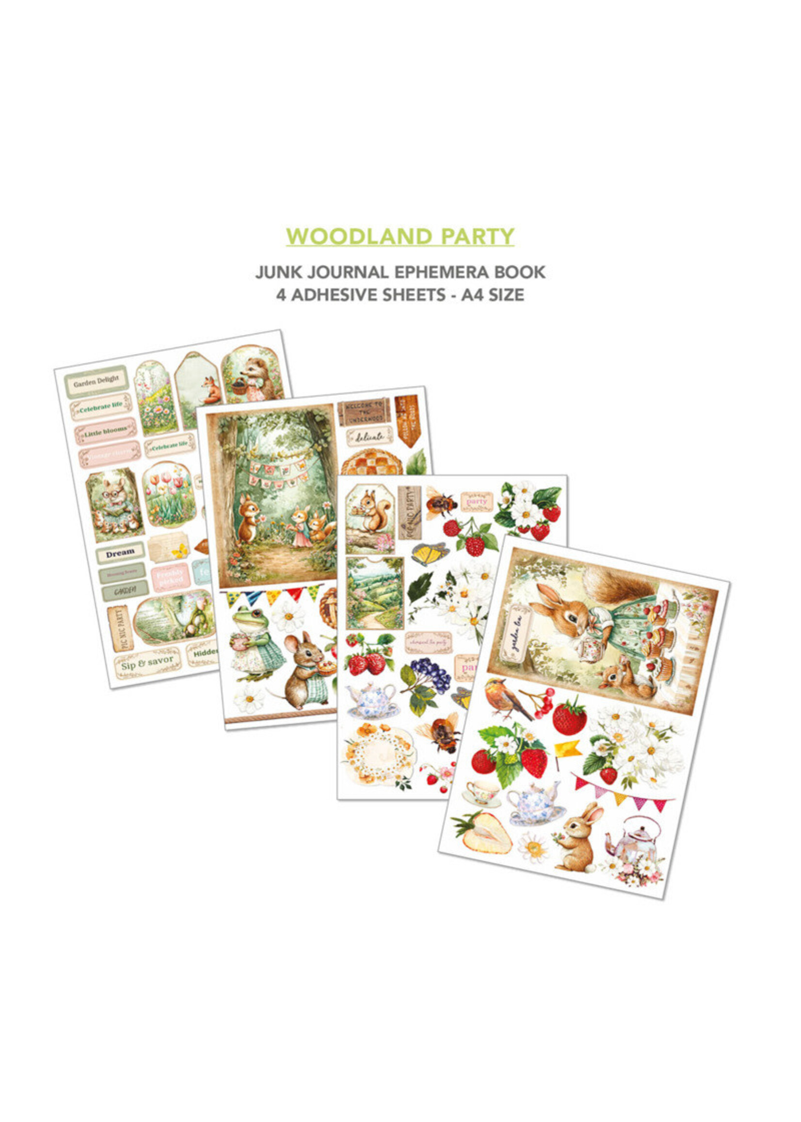 Ciao Bella A4 Junk Journal & Ephemera Book, Woodland Party (32 Pages)
