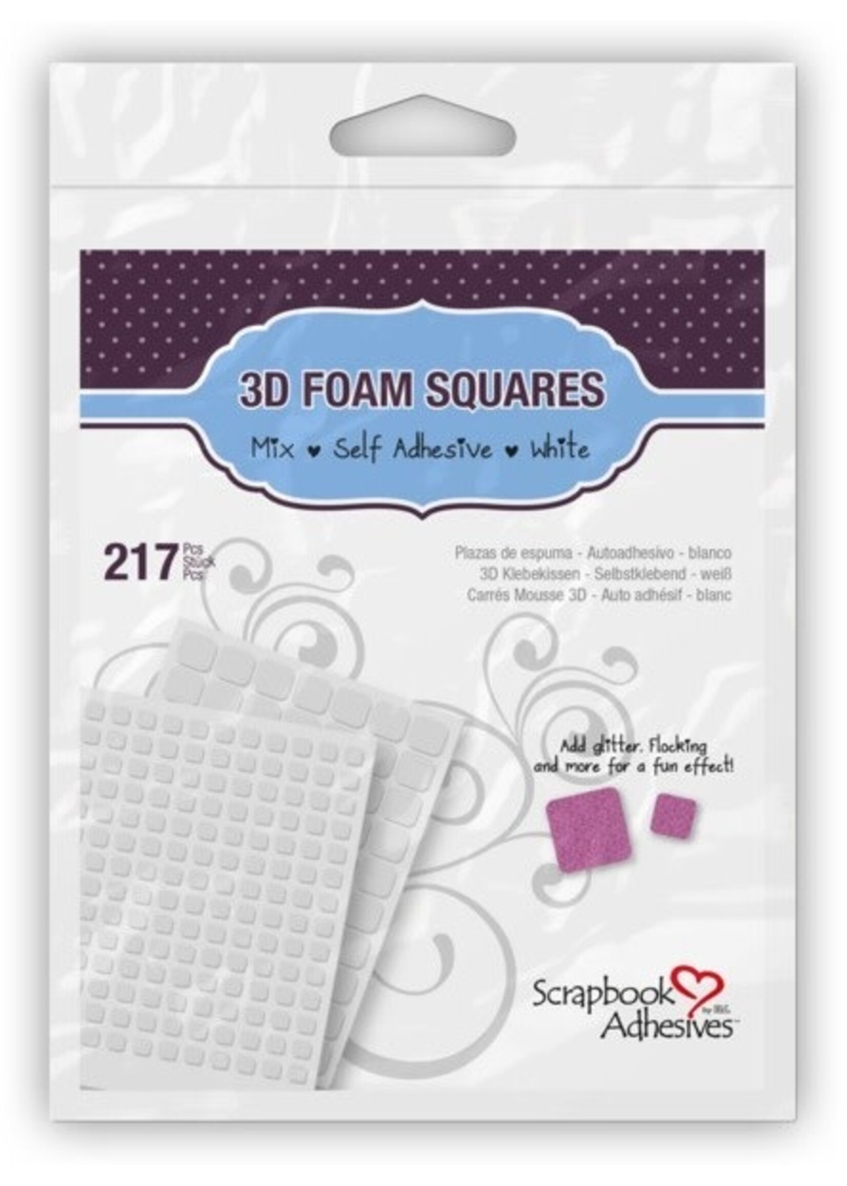 Scrapbook Adhesive SA 3D Foam Squares Mix, White