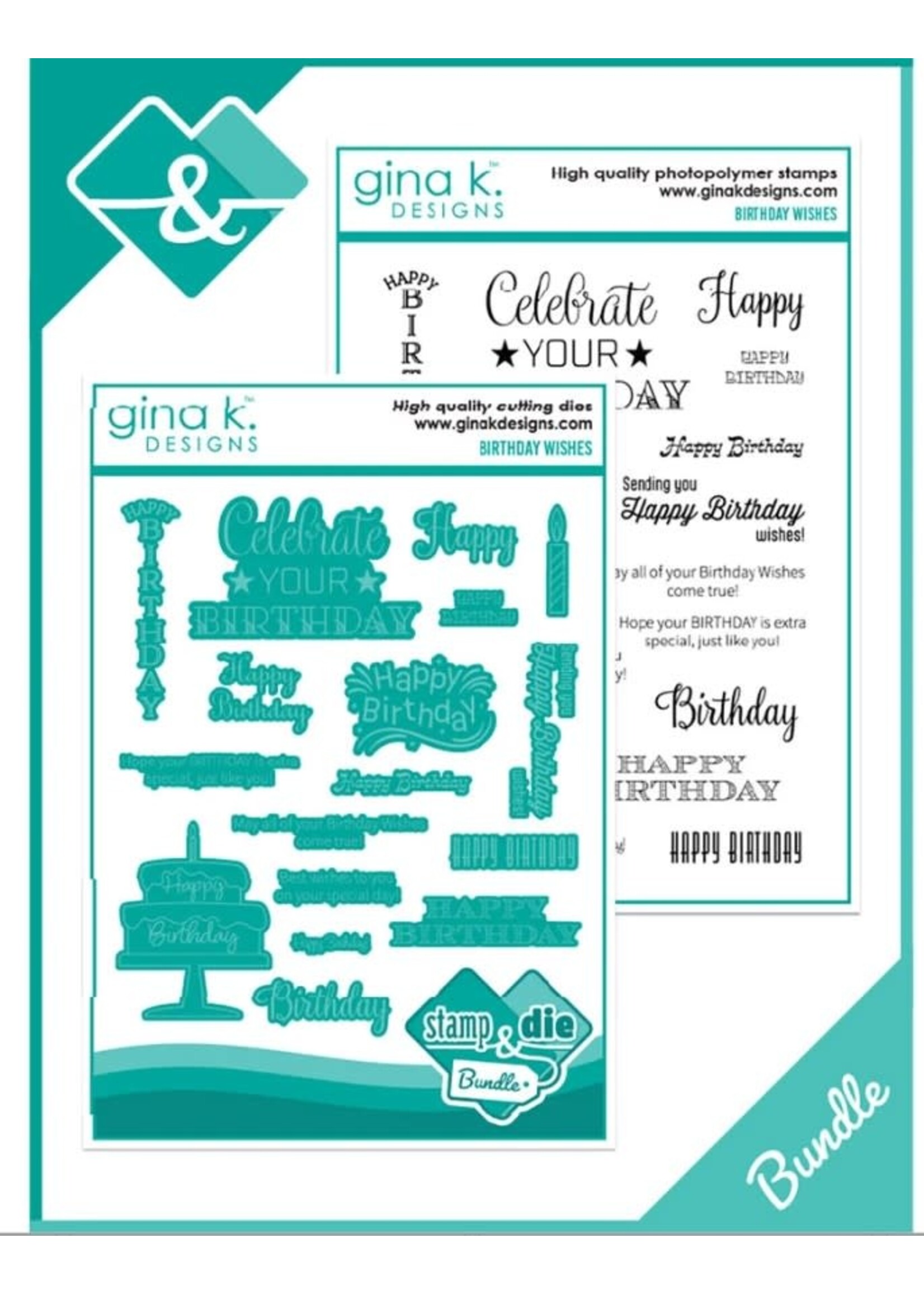 Gina K Gina K Designs - Die And Clear Photopolymer Stamp Set - Birthday Wishes