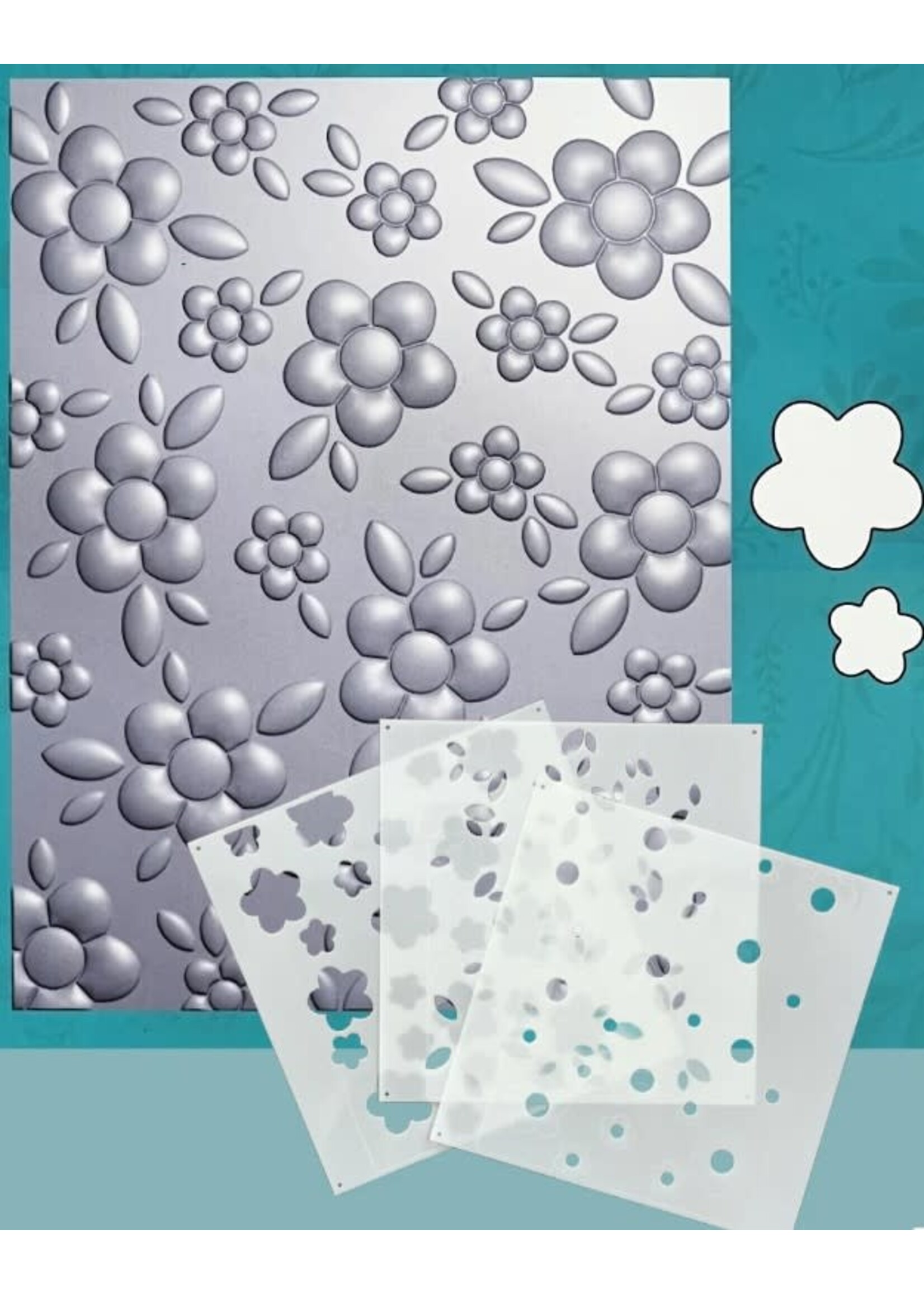 Gina K BUNDLE- Contemporary Floral 3D Embossing Folder, Die and Stencil